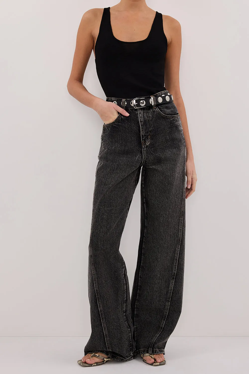 CARSON WASHED BLACK TALL WIDE LEG JEAN