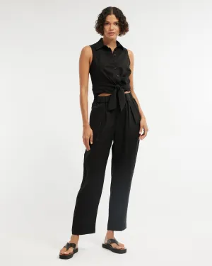 Carter Elasticated Linen Pant - Black