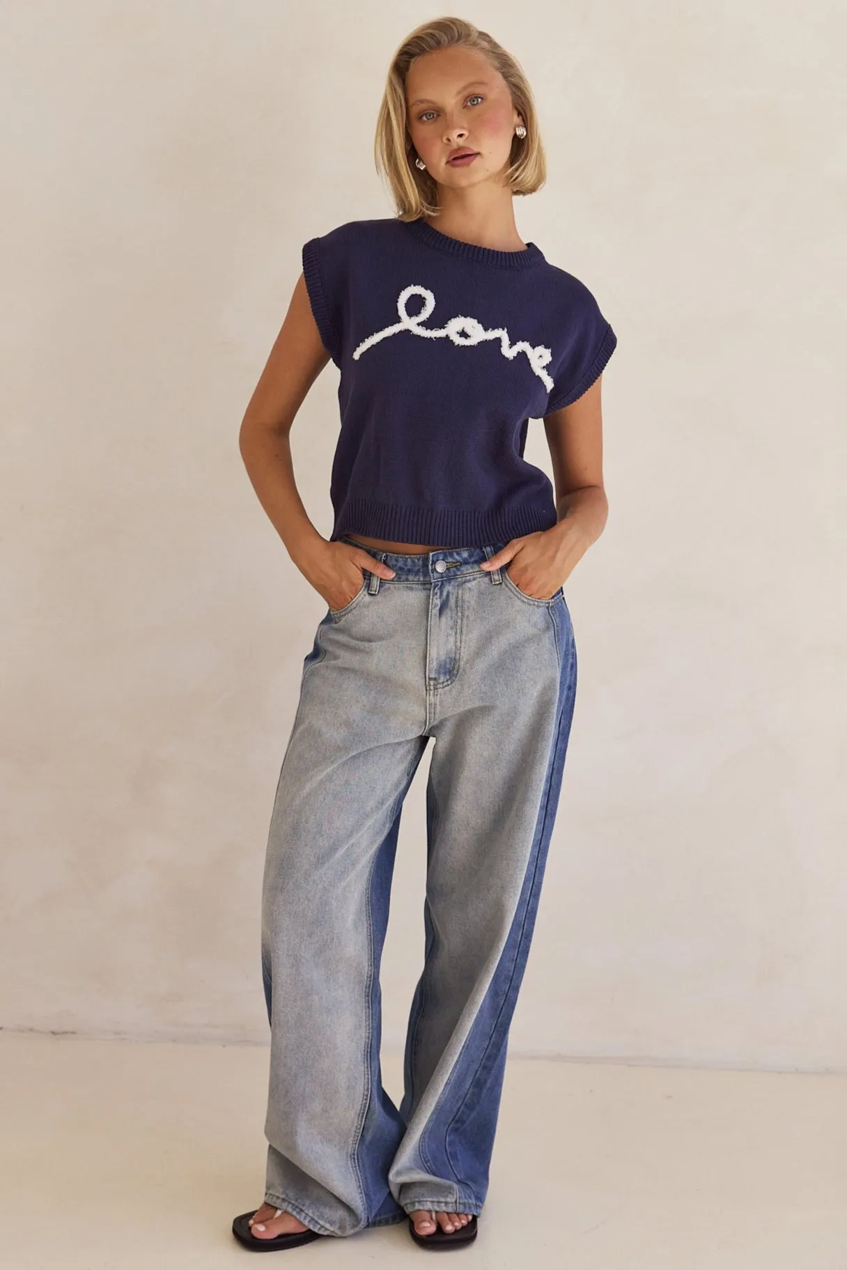Caterina Knit Top (Navy)