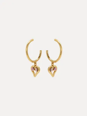 Crystal Heart Hoop Earrings