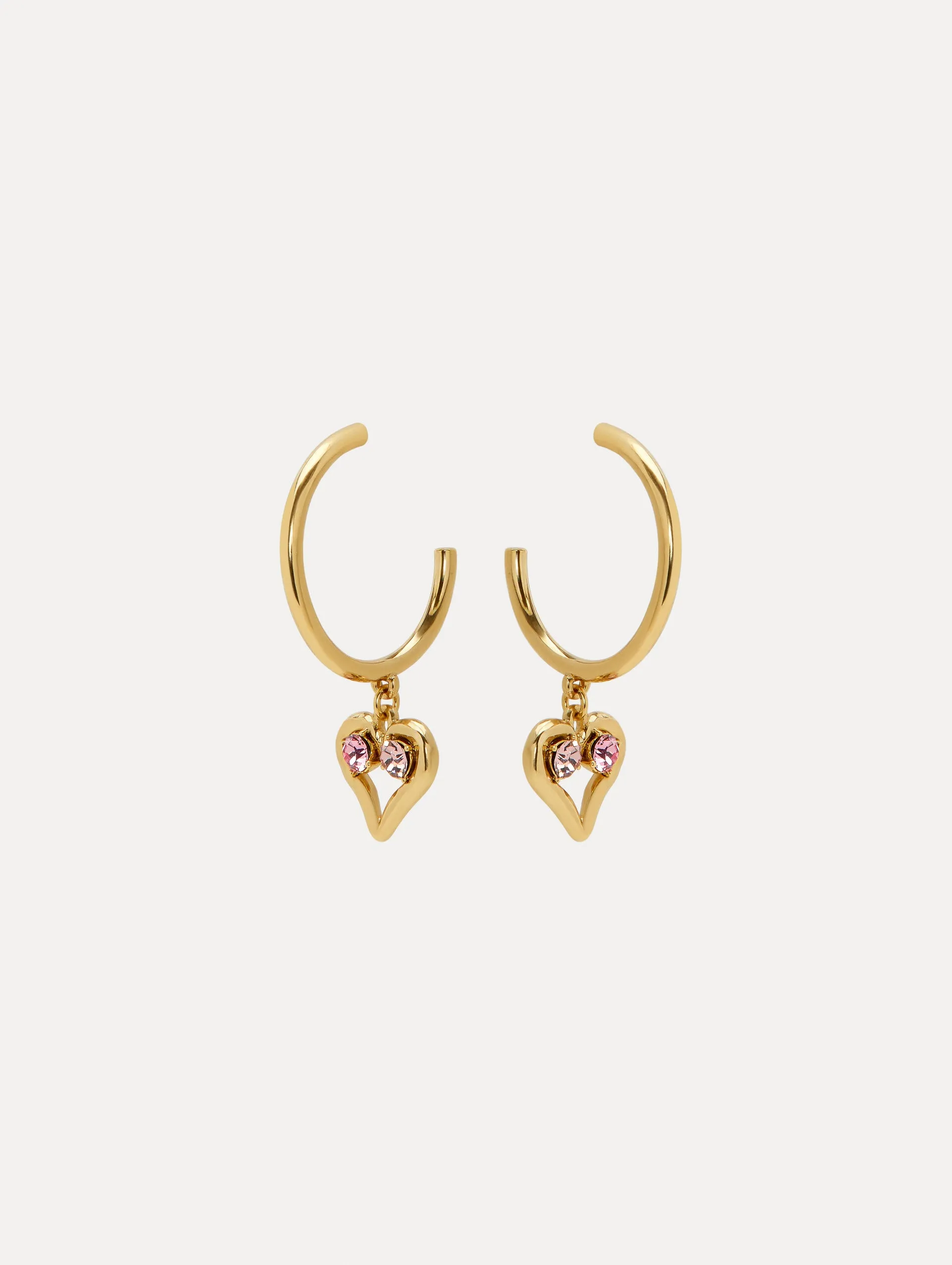 Crystal Heart Hoop Earrings
