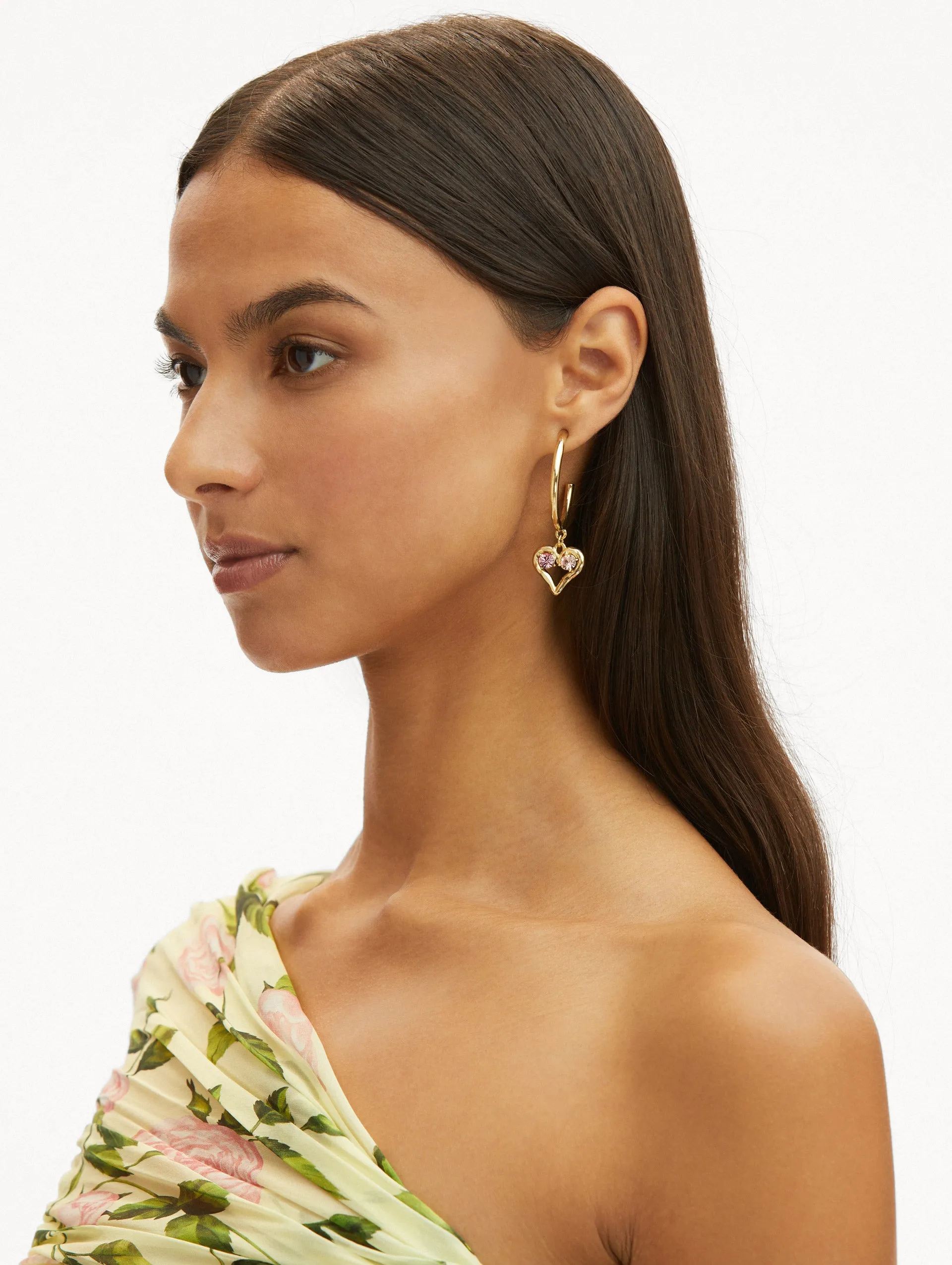 Crystal Heart Hoop Earrings