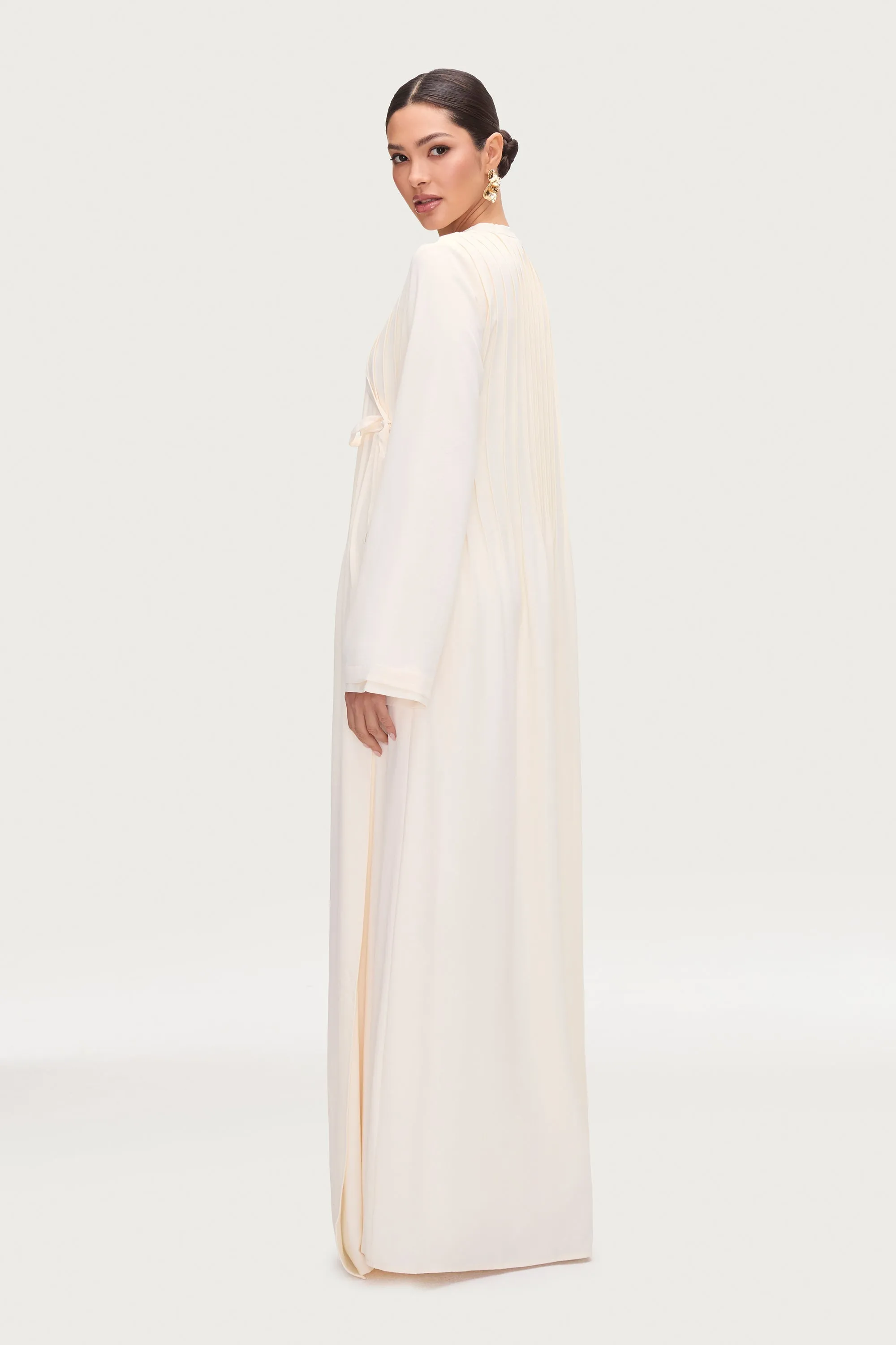 Dania Crossover Tie Open Abaya - Moonbeam