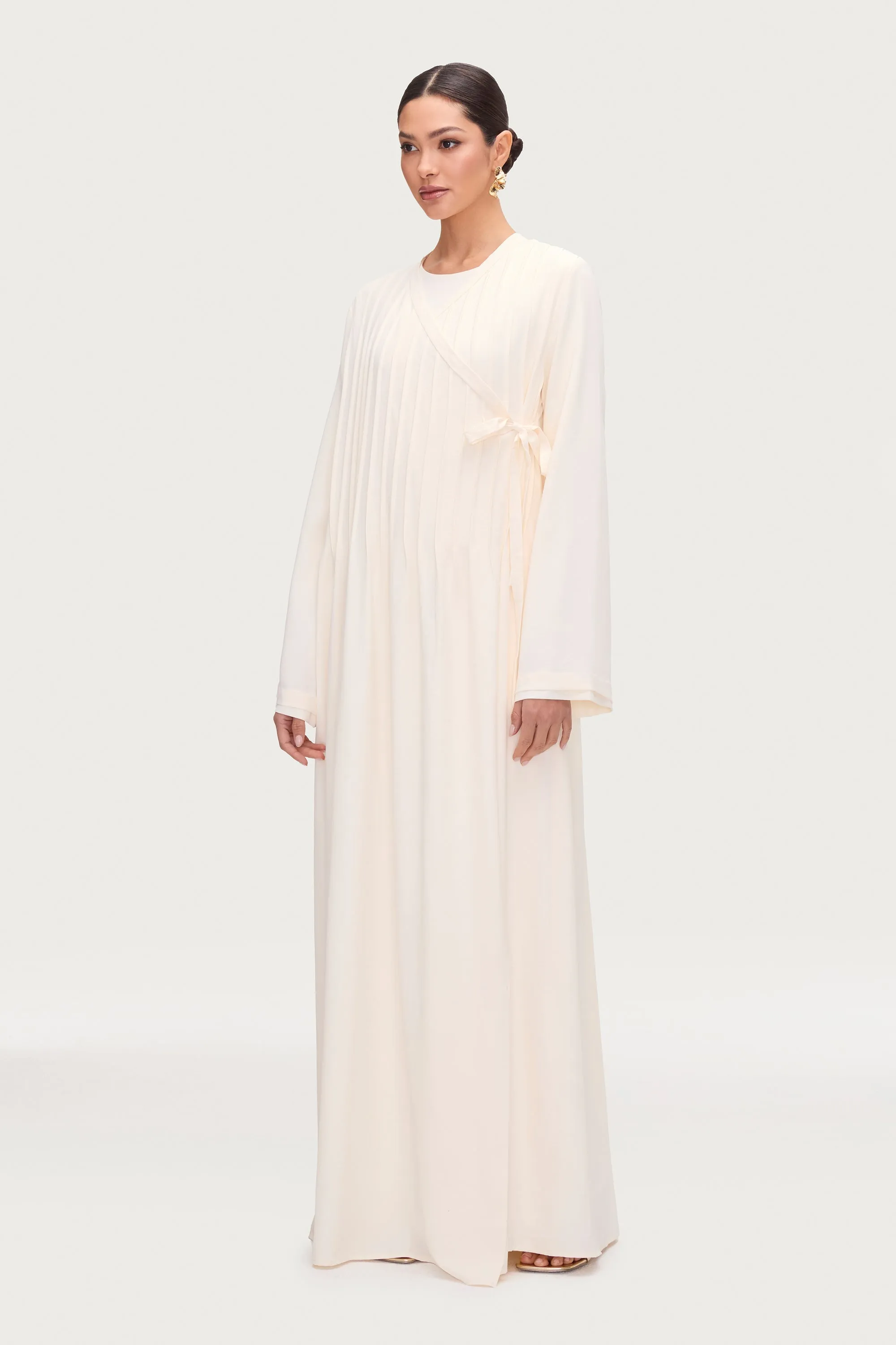 Dania Crossover Tie Open Abaya - Moonbeam