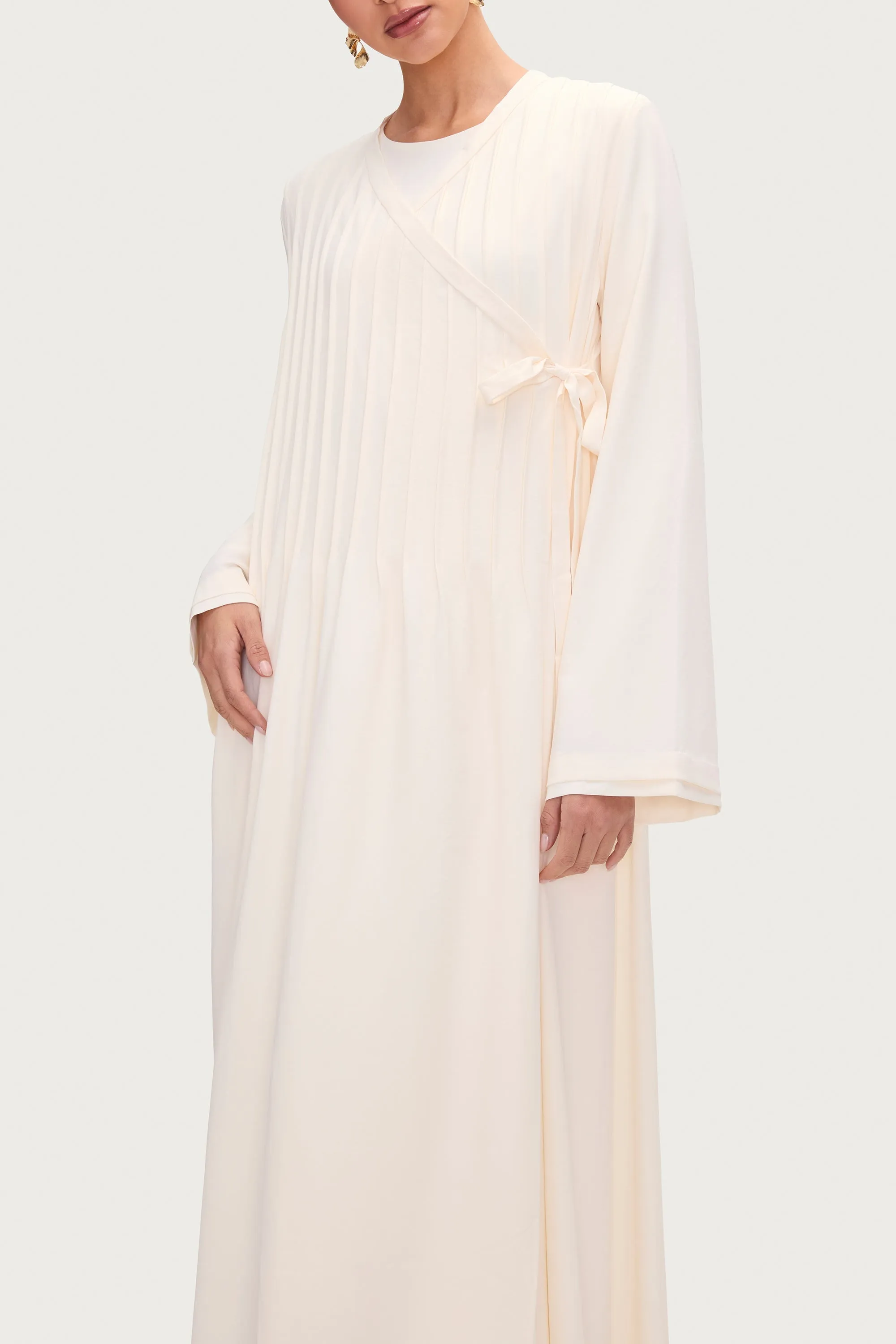 Dania Crossover Tie Open Abaya - Moonbeam