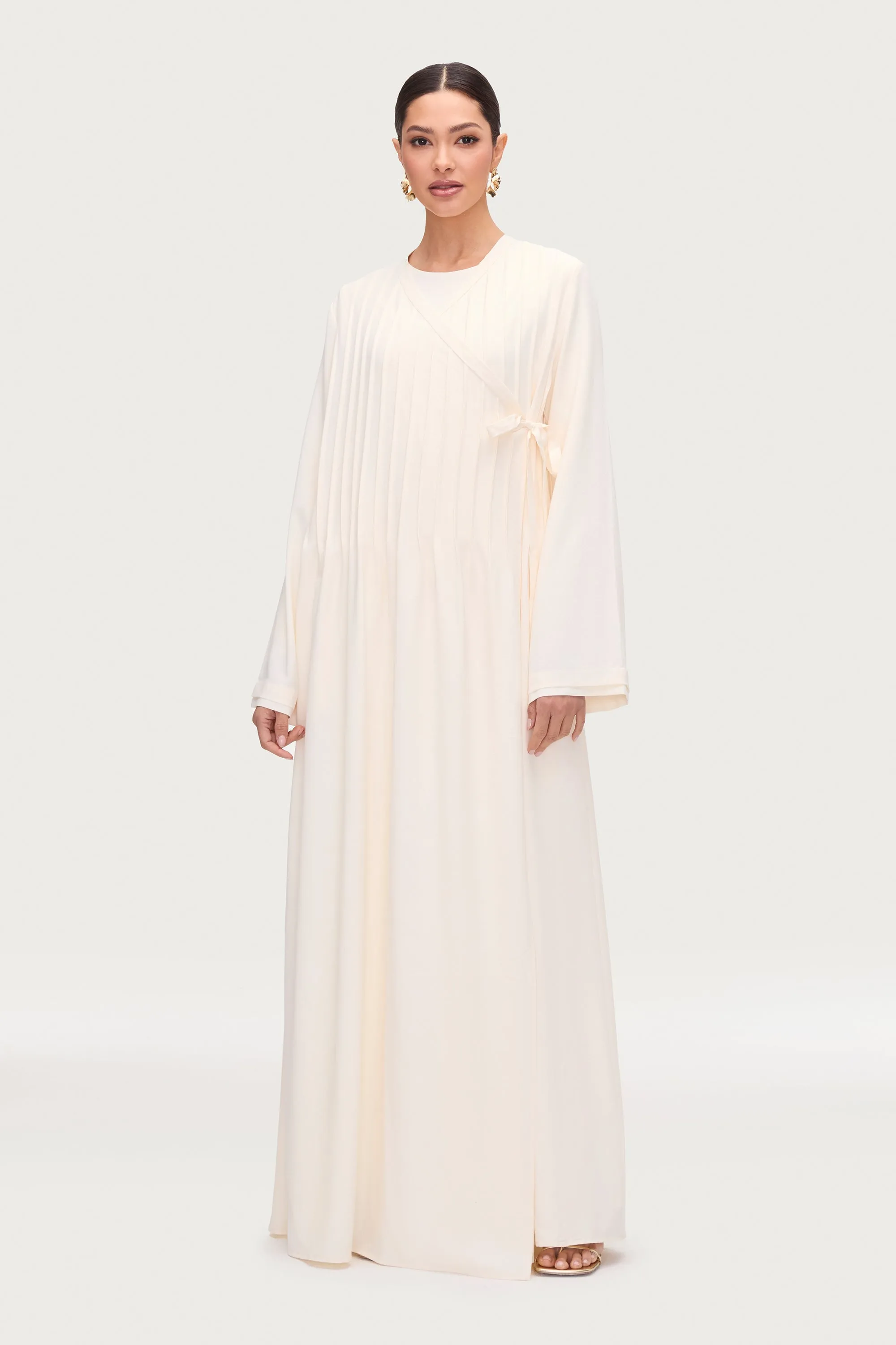 Dania Crossover Tie Open Abaya - Moonbeam