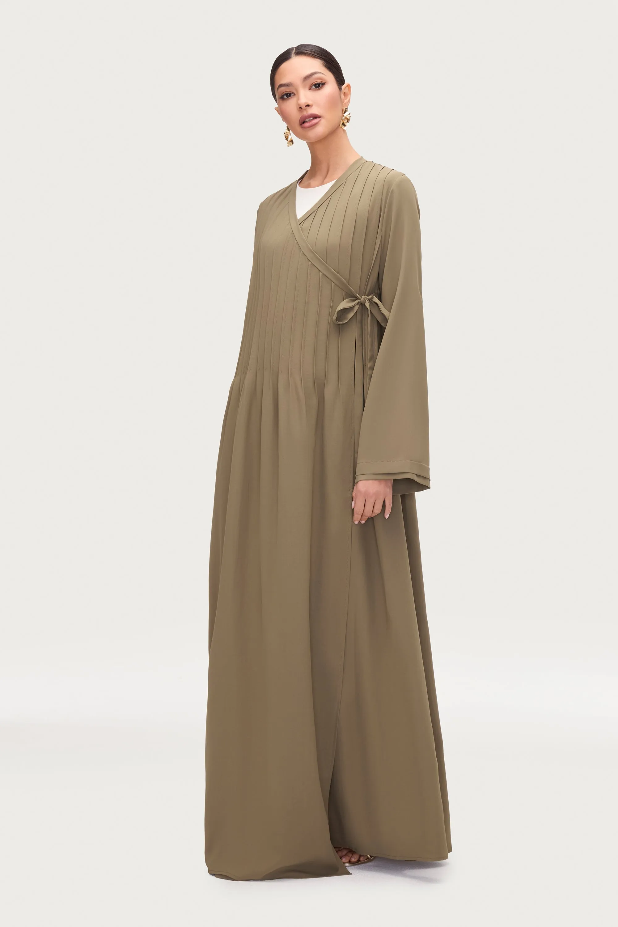 Dania Crossover Tie Open Abaya -Za'atar