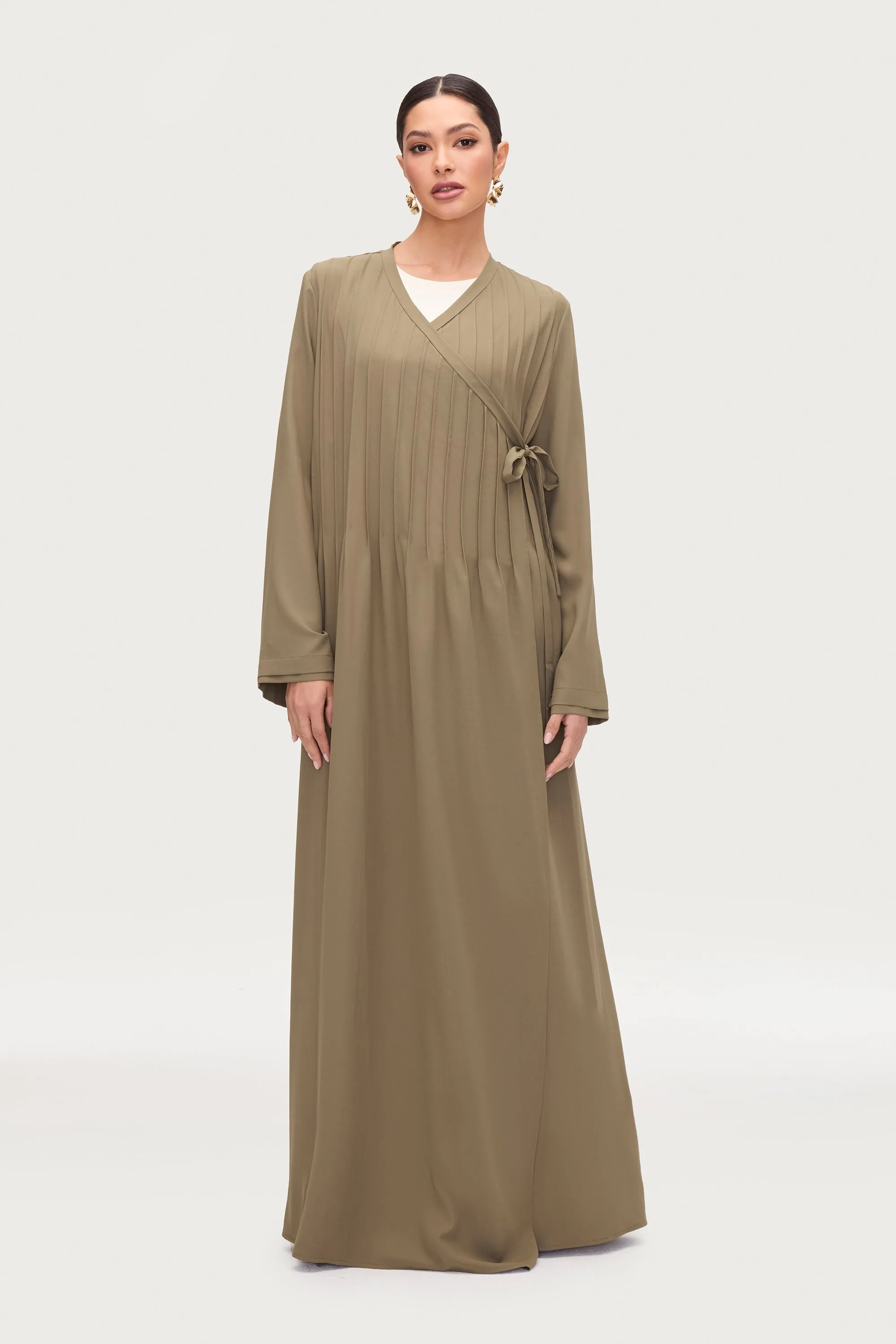 Dania Crossover Tie Open Abaya -Za'atar