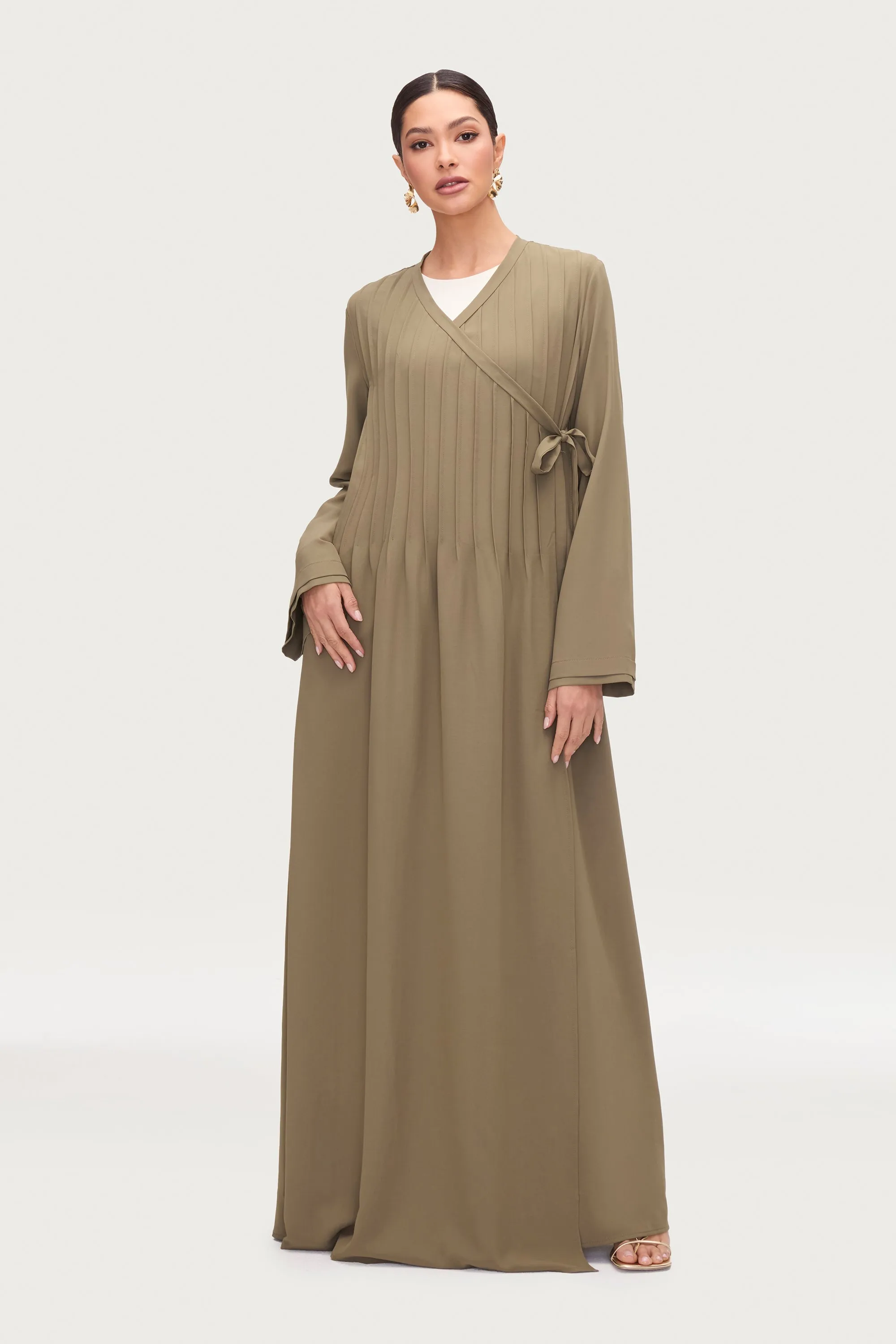 Dania Crossover Tie Open Abaya -Za'atar