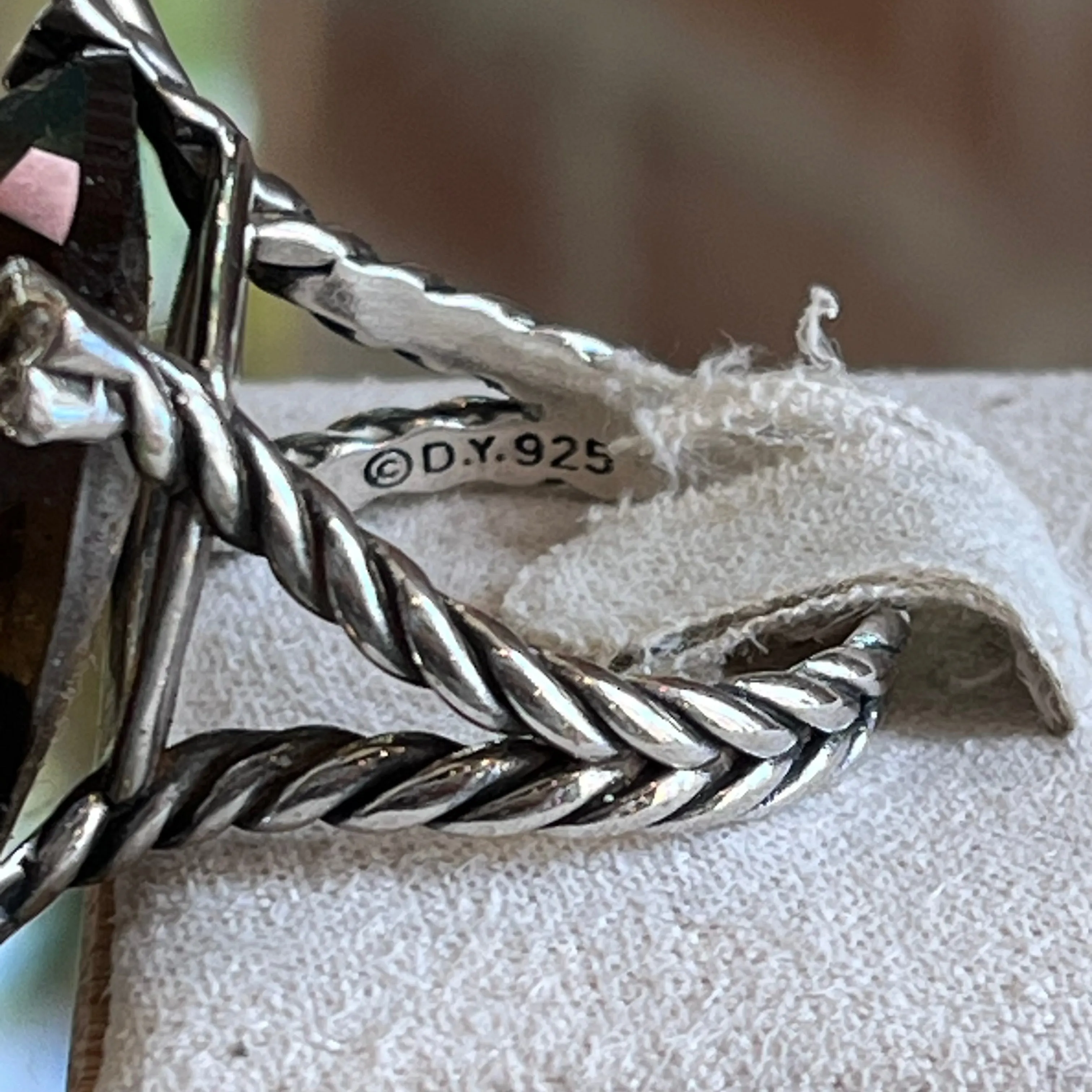 DAVID YURMAN Diamond & Smoky Topaz Chatelaine Cushion On Point Cocktail Ring