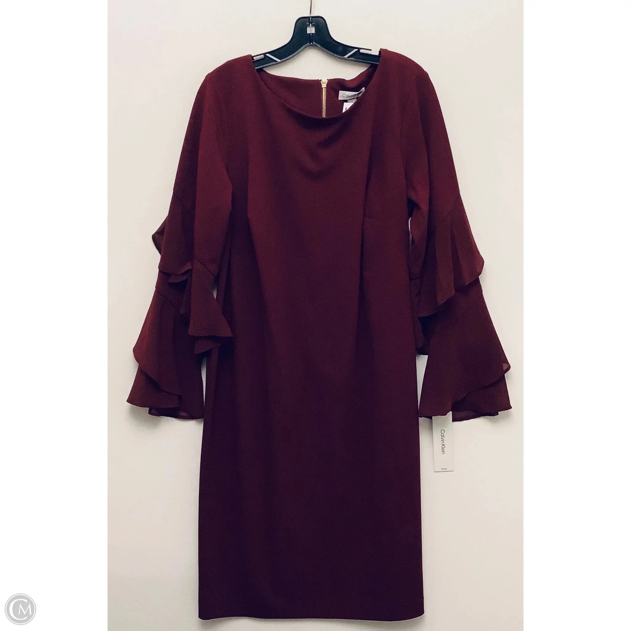 Dress Casual Midi By Calvin Klein In Maroon, Size: Xxl