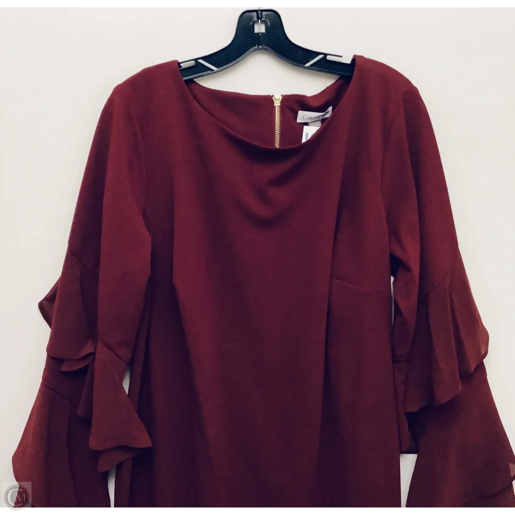 Dress Casual Midi By Calvin Klein In Maroon, Size: Xxl