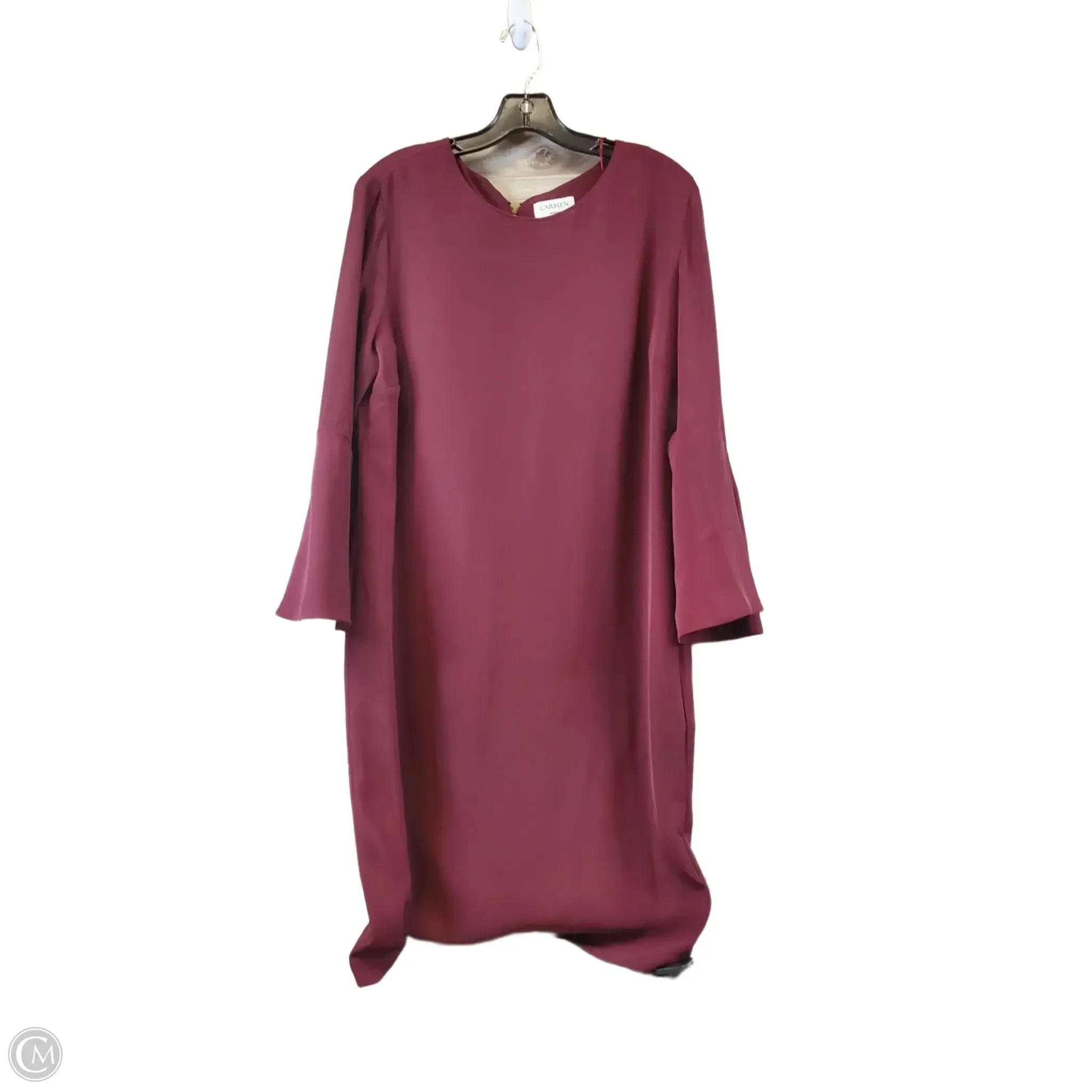 Dress Casual Midi By Carmen By Carmen Marc Valvo In Maroon, Size: M