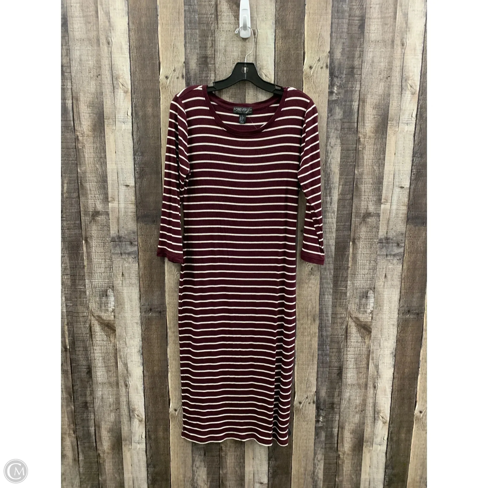 Dress Casual Midi By Forever 21 In Maroon, Size: Xl