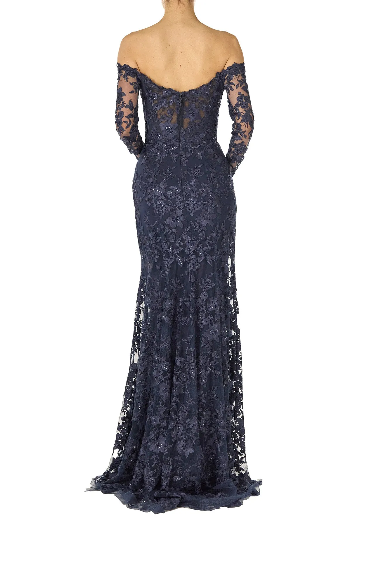 Embroidered Tulle Gown