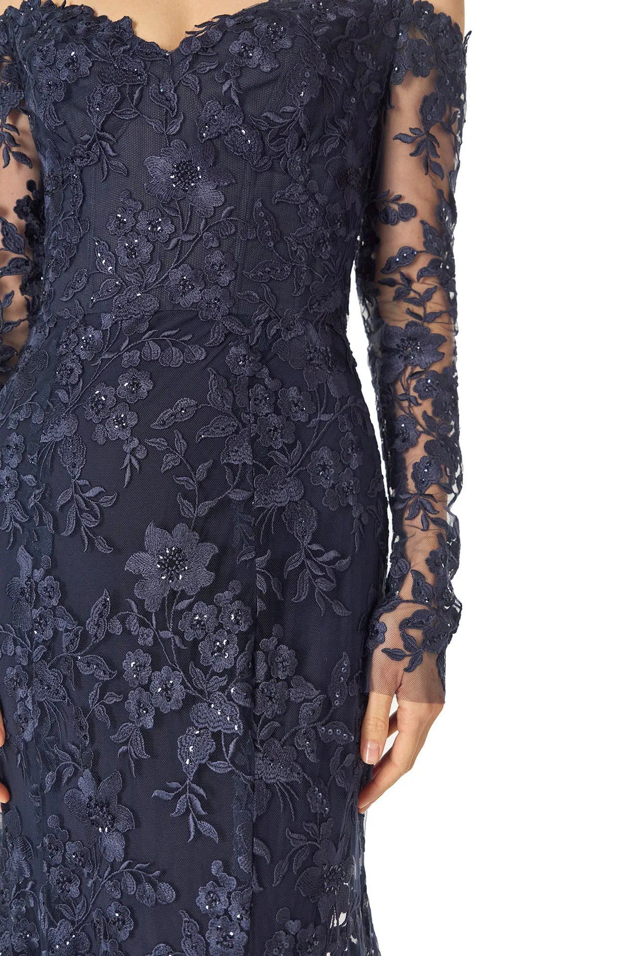 Embroidered Tulle Gown