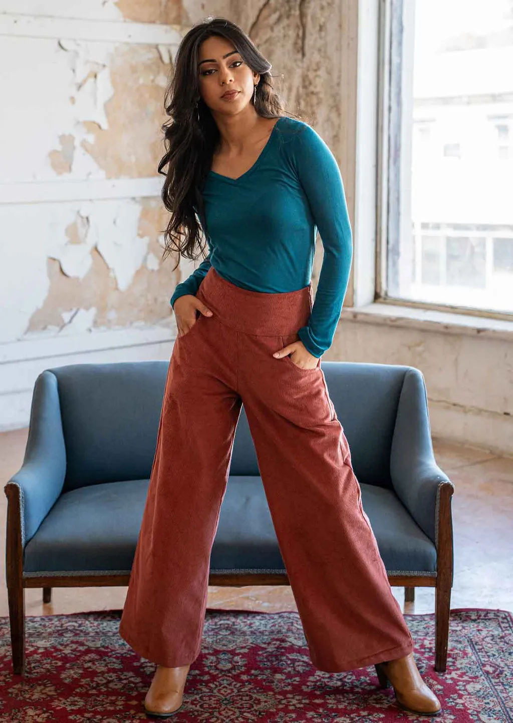 Esta Corduroy Pants Burnt Henna
