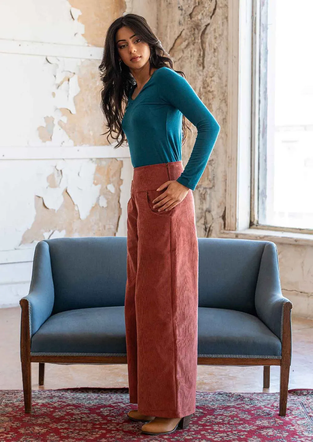 Esta Corduroy Pants Burnt Henna