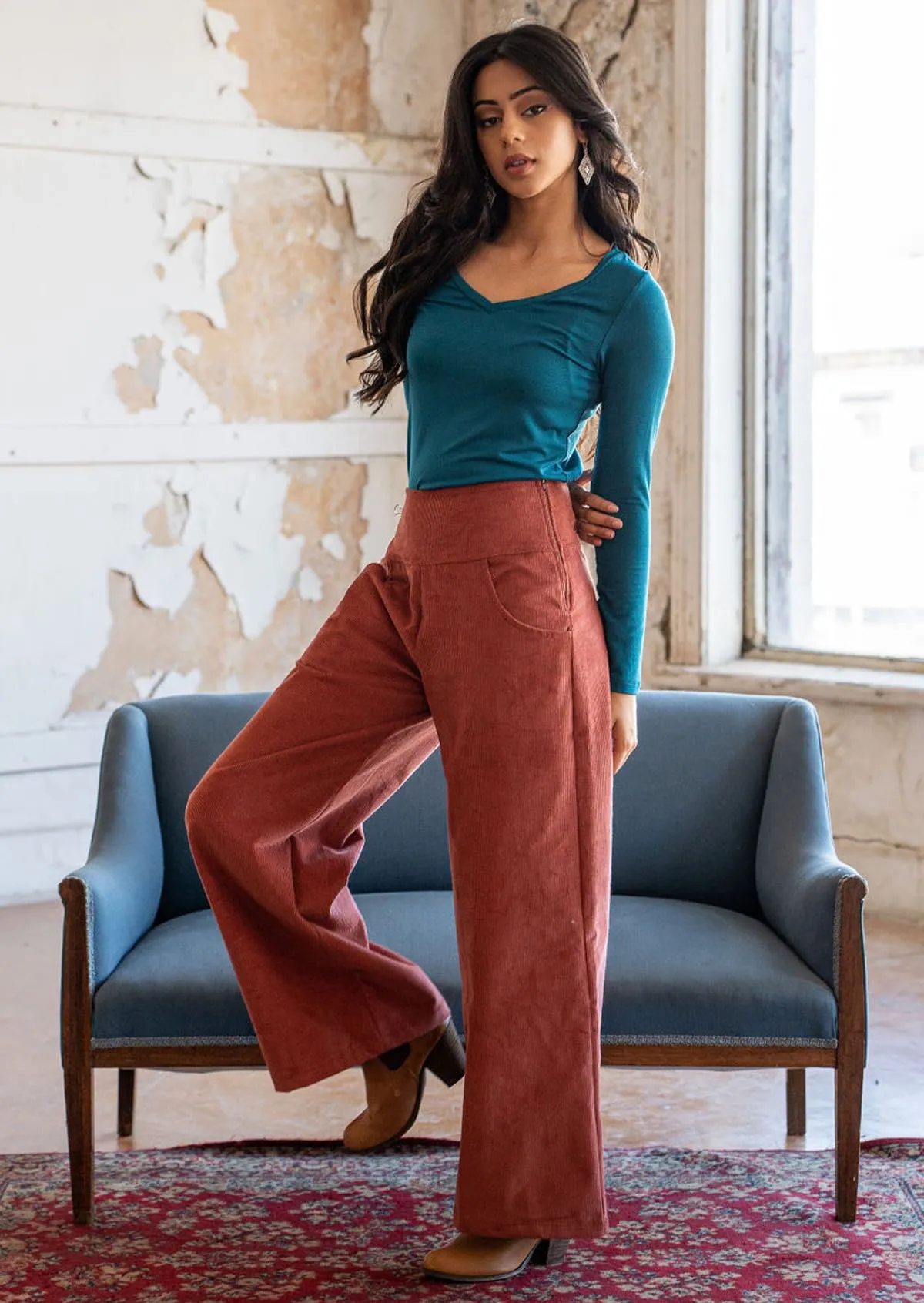 Esta Corduroy Pants Burnt Henna