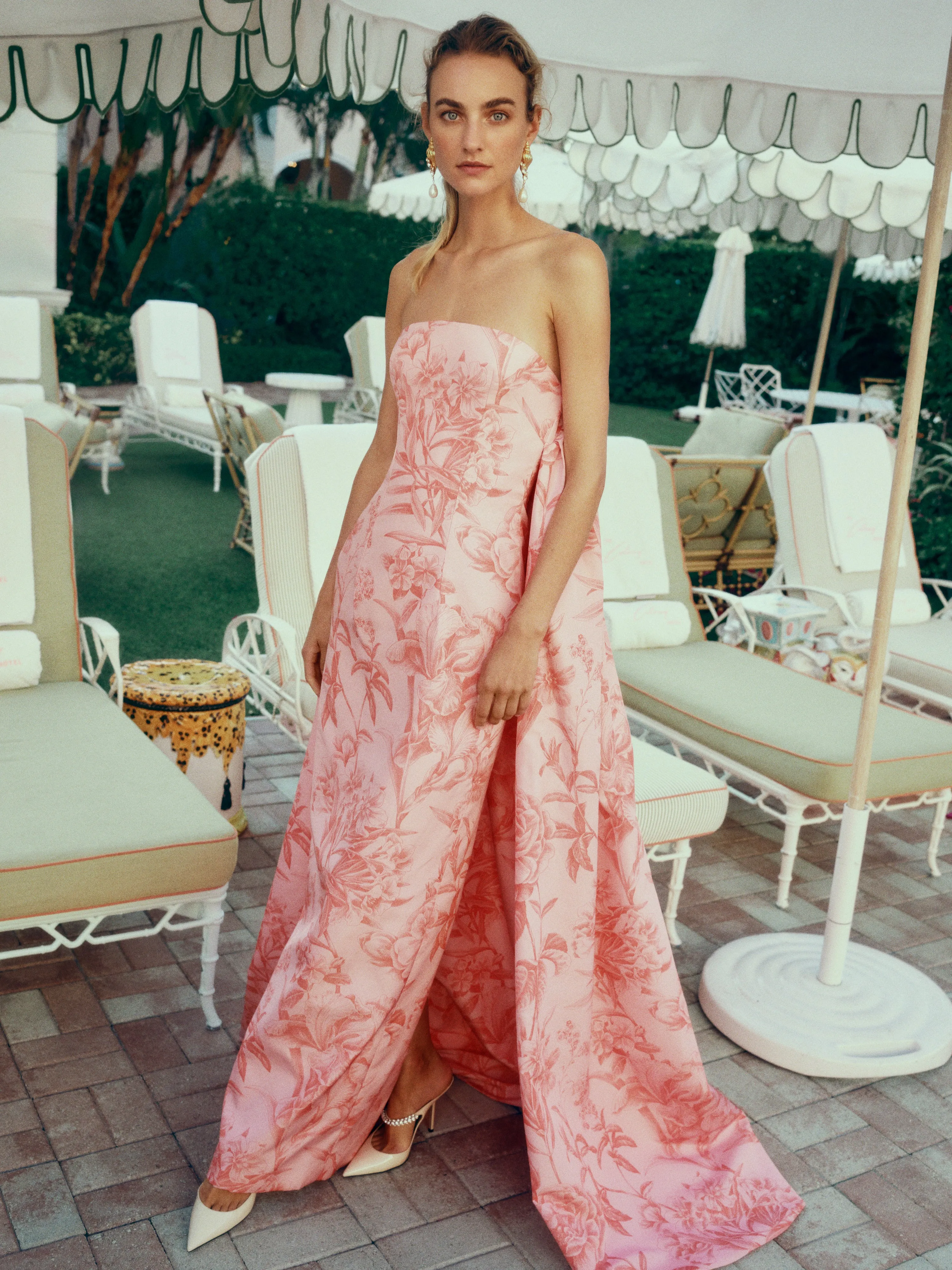 Floral Print Column Gown