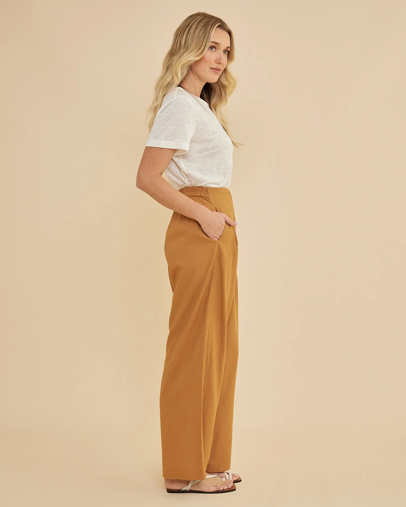 Francesca Pleated Pant - Ochre