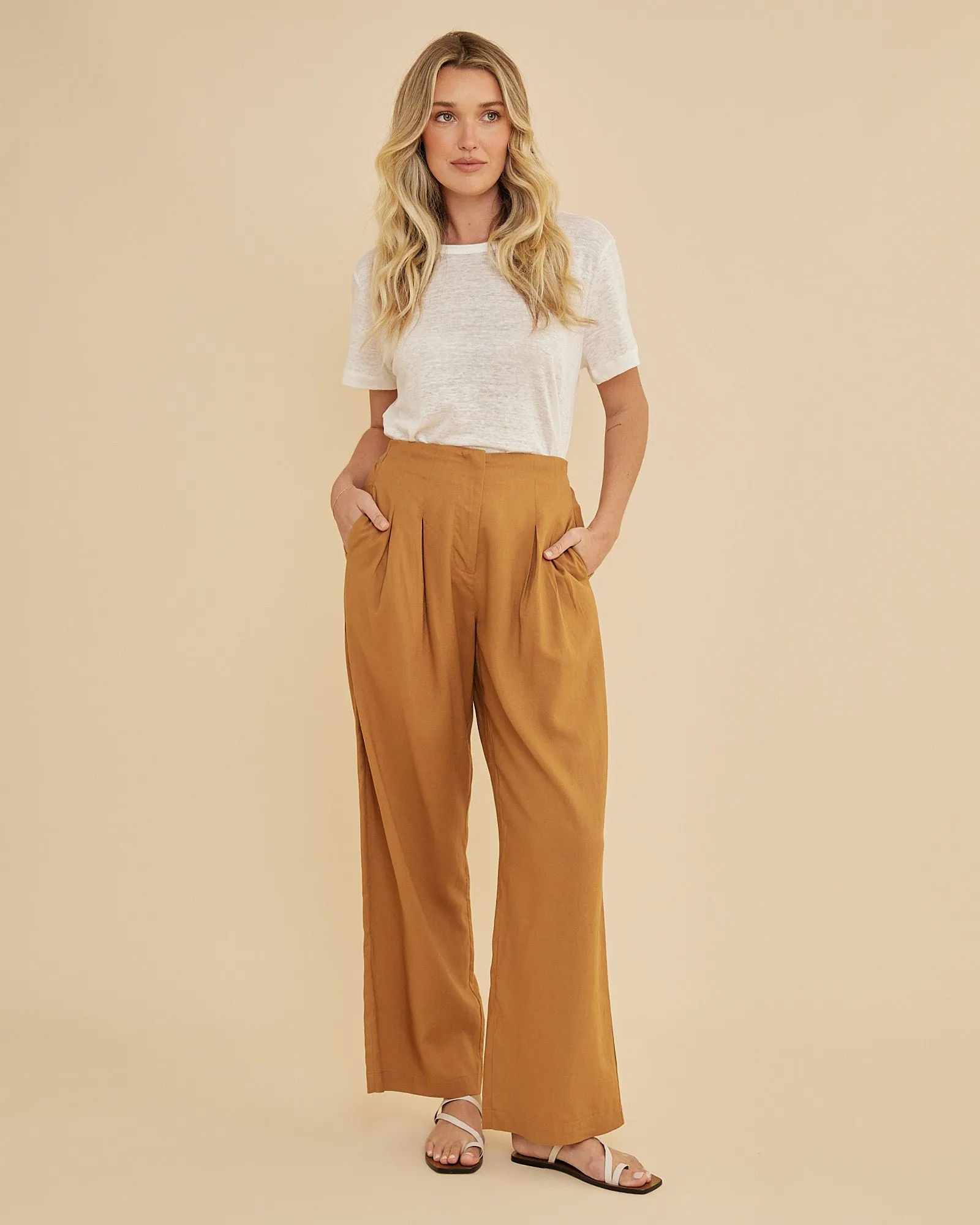 Francesca Pleated Pant - Ochre