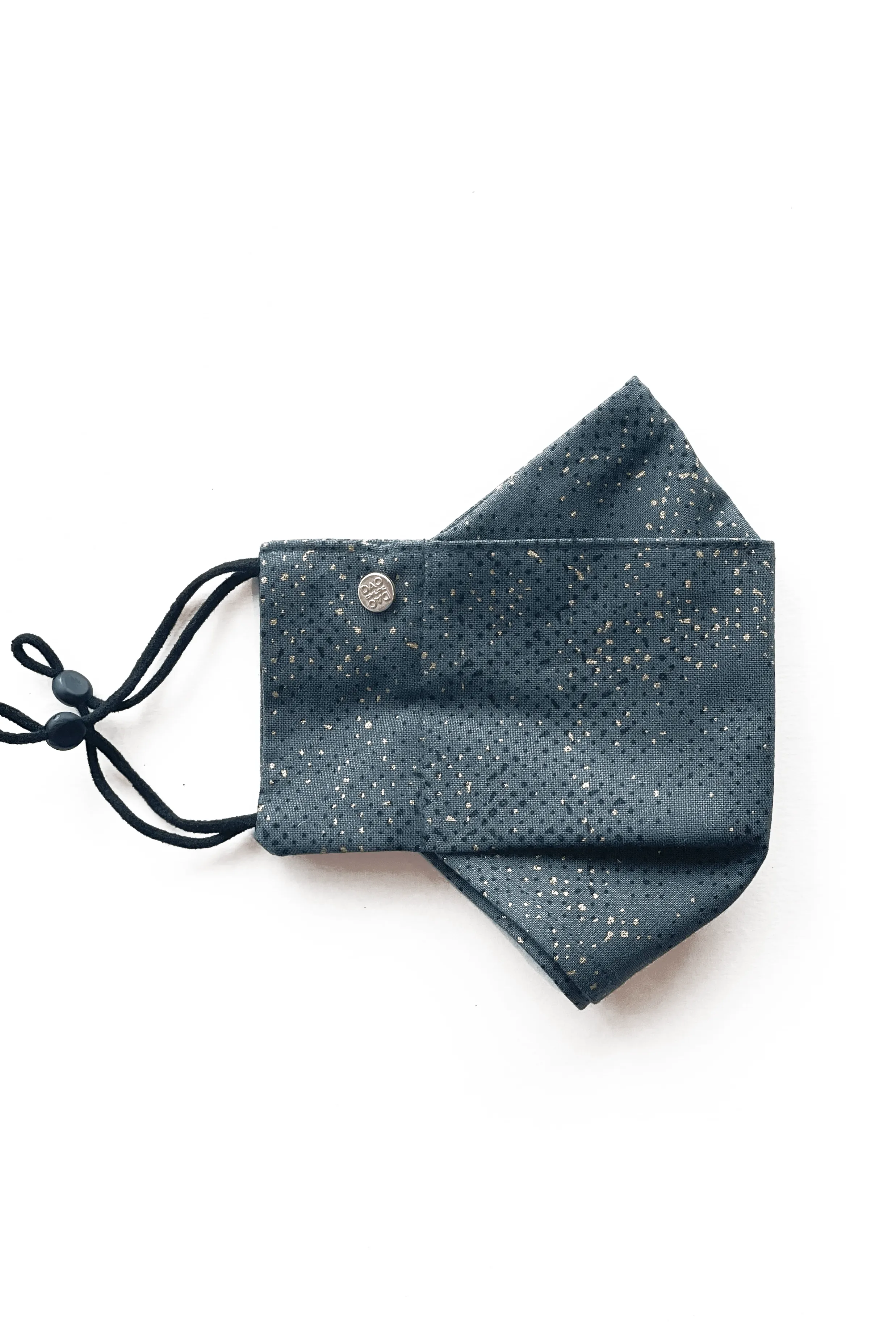Gold Paint Splatter - Dark Grey (Box Pleated Mask with Filter Pocket)