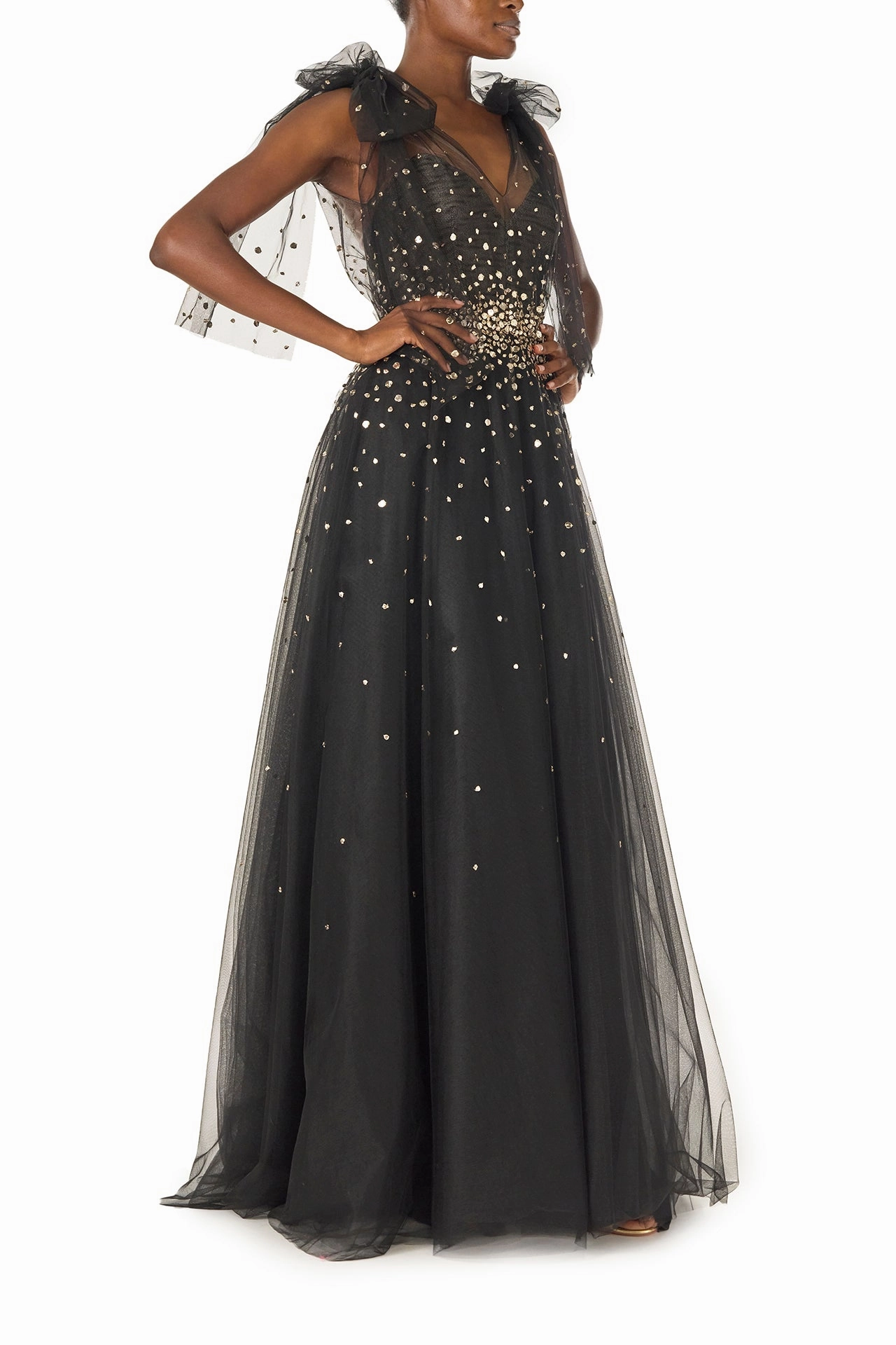 Gown with Bow Shoulder Ties