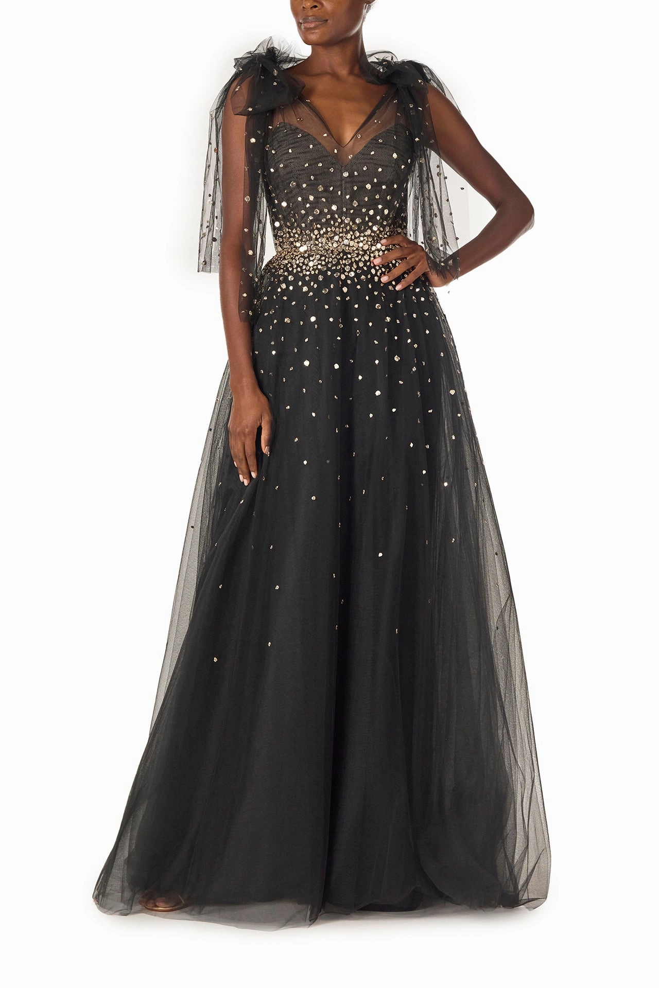 Gown with Bow Shoulder Ties