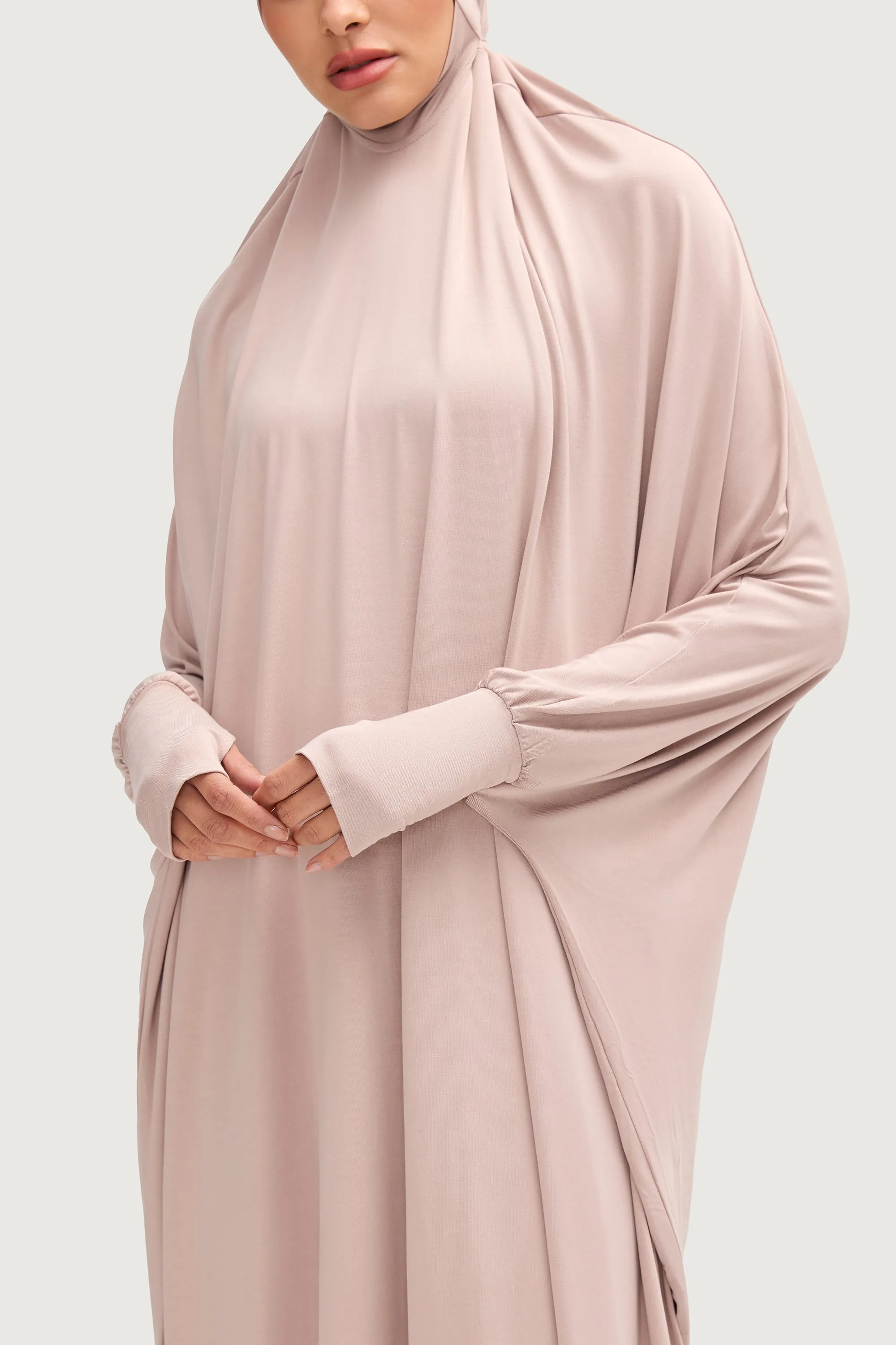 Jersey Cupro Prayer Jilbab & Skirt Set - Mink