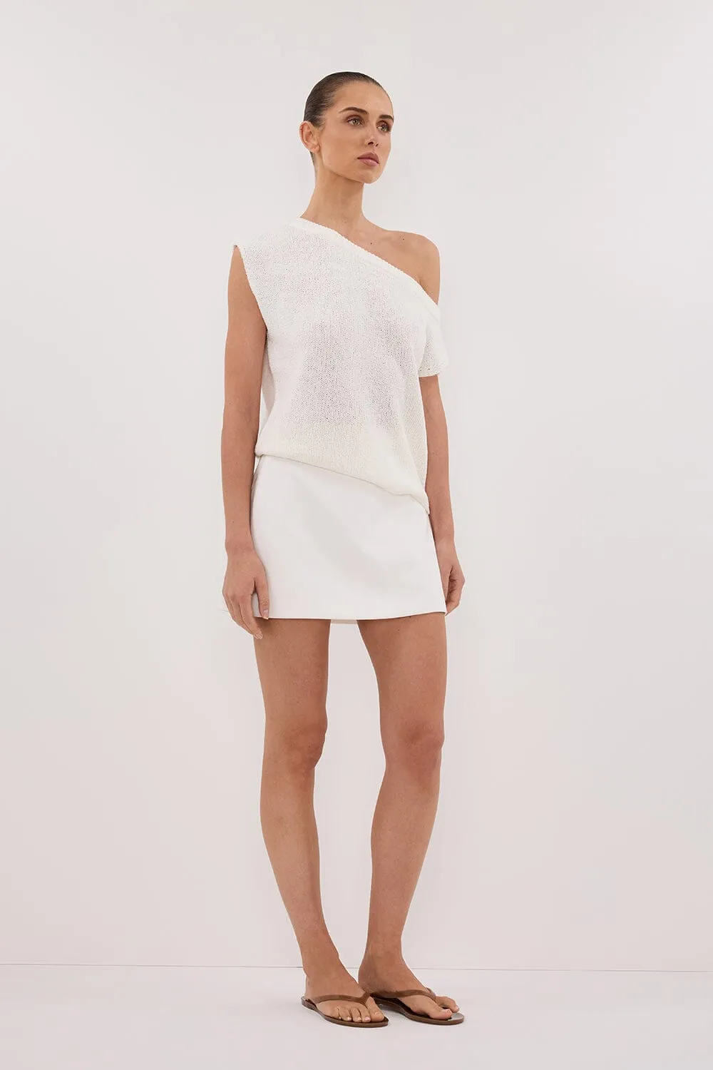 KERRY OFF WHITE ASYM KNIT TOP