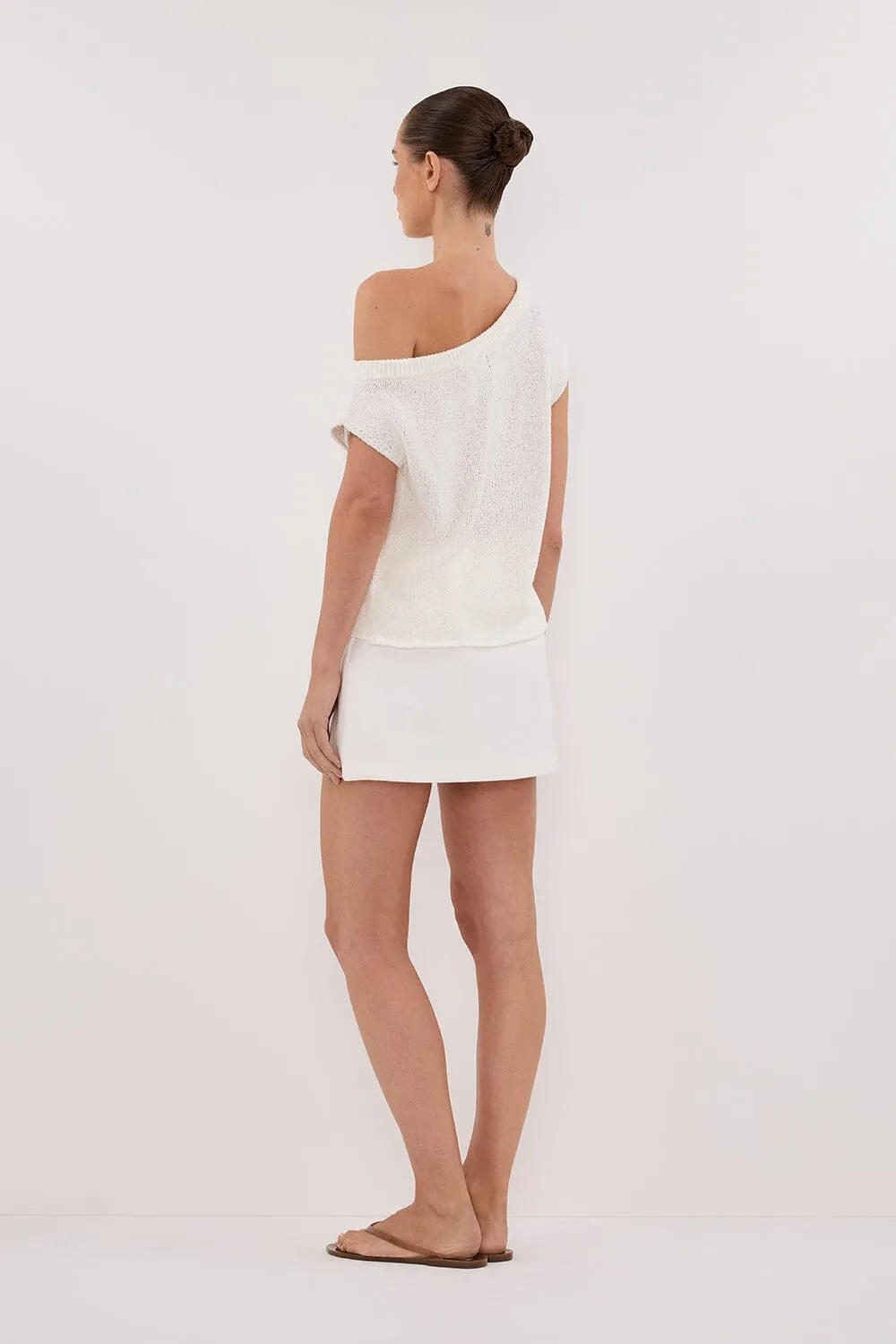 KERRY OFF WHITE ASYM KNIT TOP
