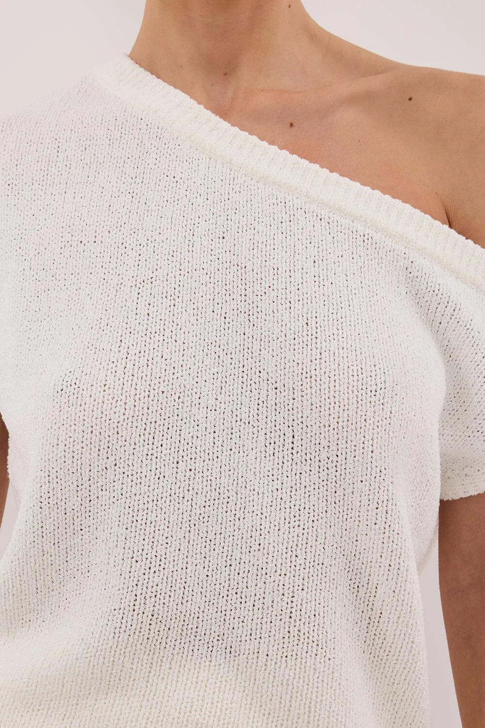 KERRY OFF WHITE ASYM KNIT TOP