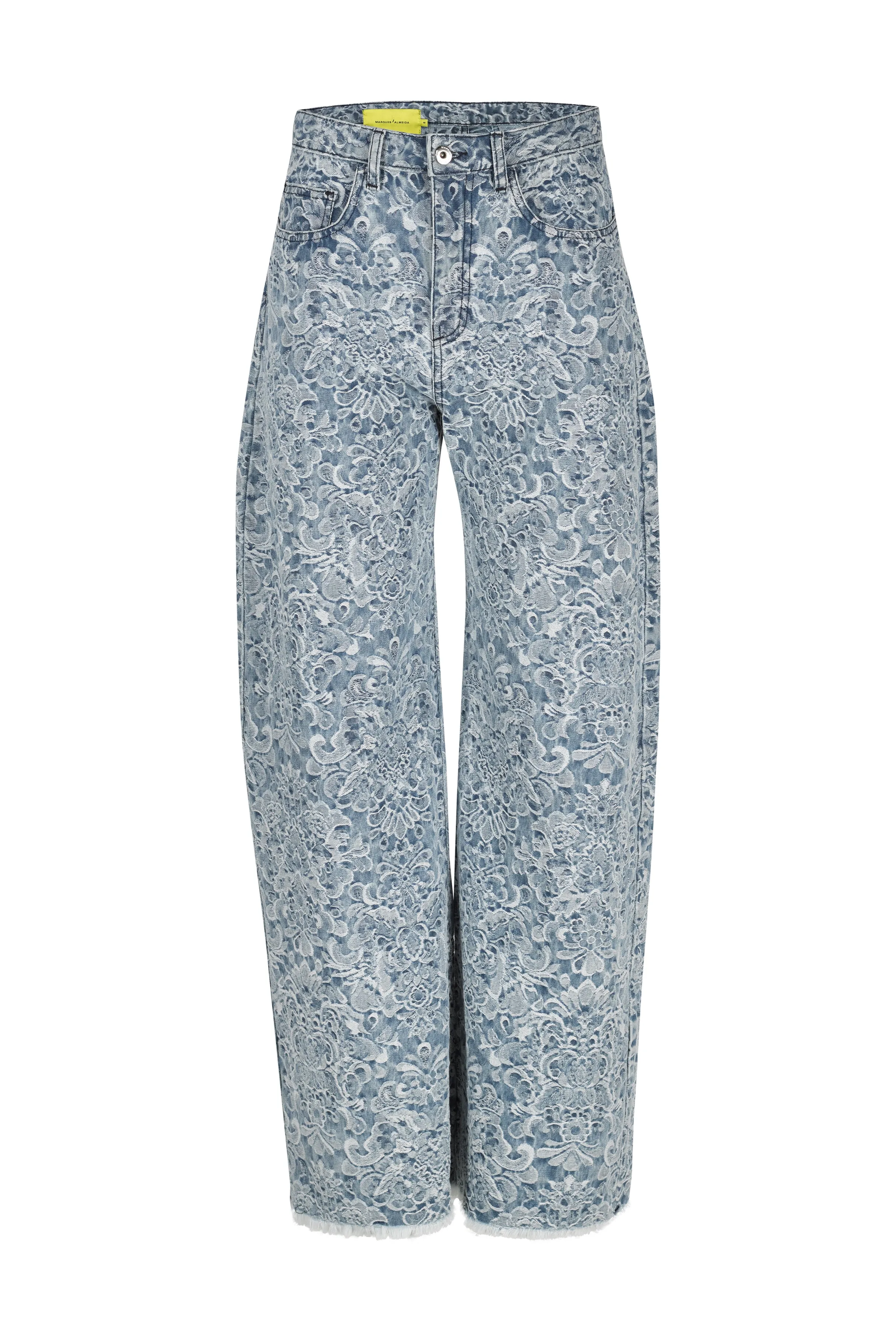 LIGHT BLUE BROCADE DENIM BOYFRIEND TROUSERS