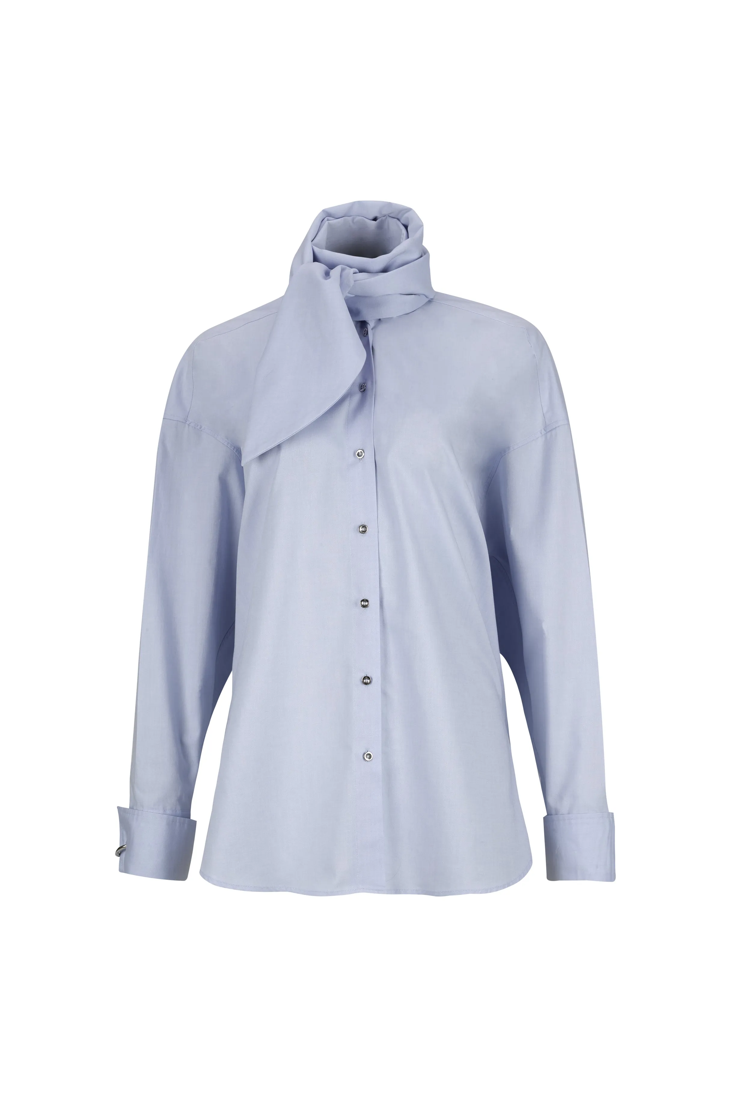 LIGHT BLUE LOOSE FIT TIE SHIRT