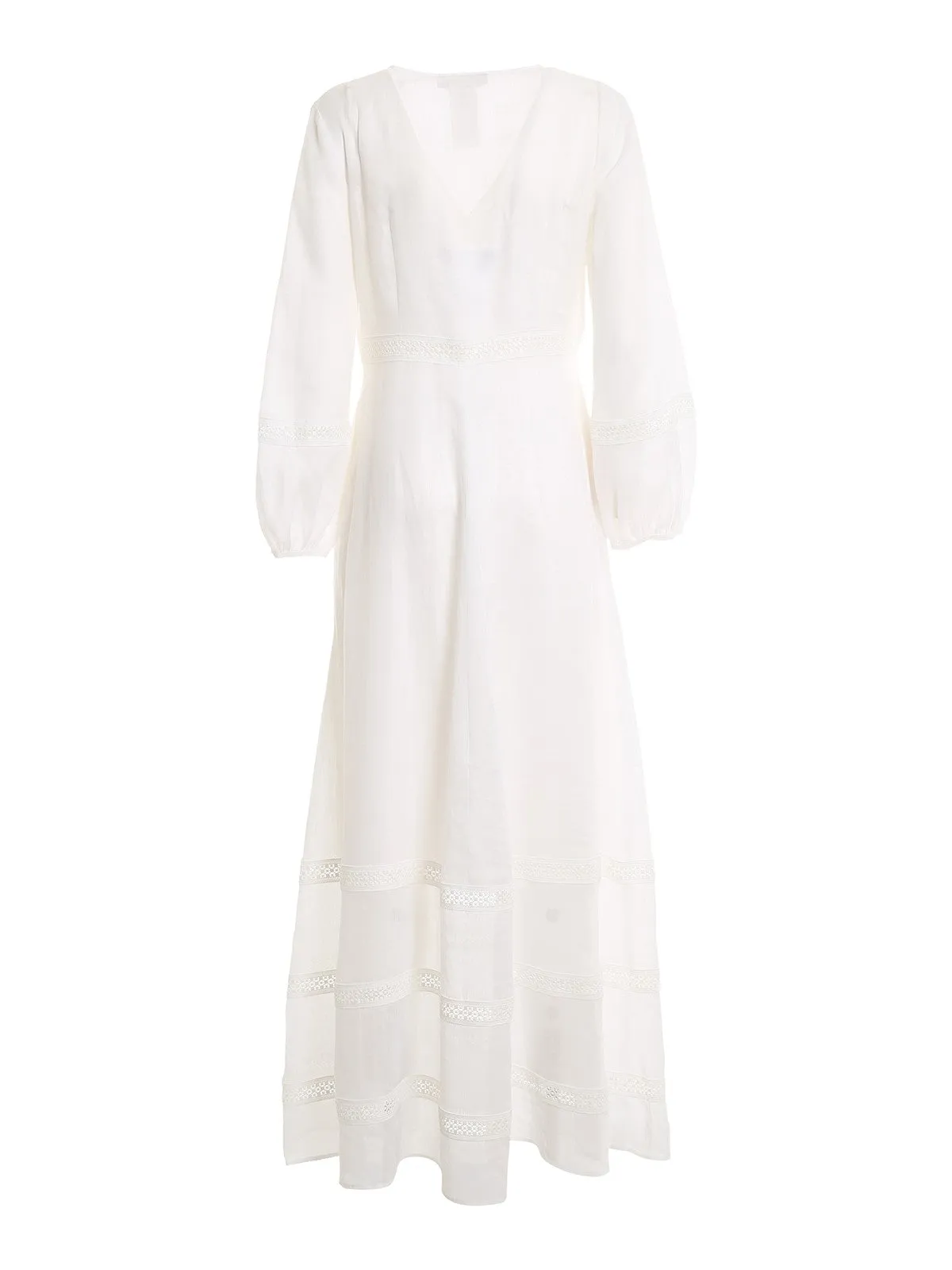 Max Mara Lace Inlay V-Neck Midi Dress