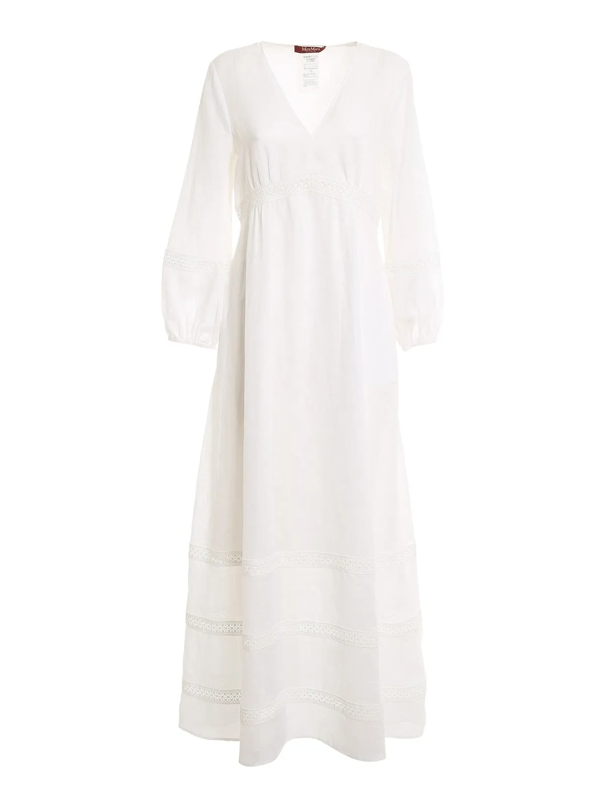 Max Mara Lace Inlay V-Neck Midi Dress