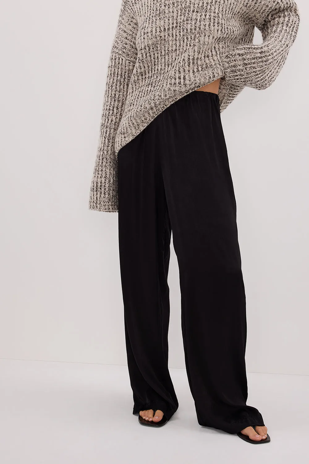 MONICA BLACK SATIN PANT
