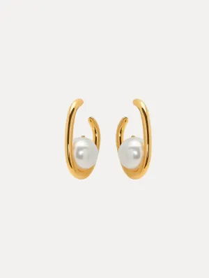 Pearl O Hoop Earrings