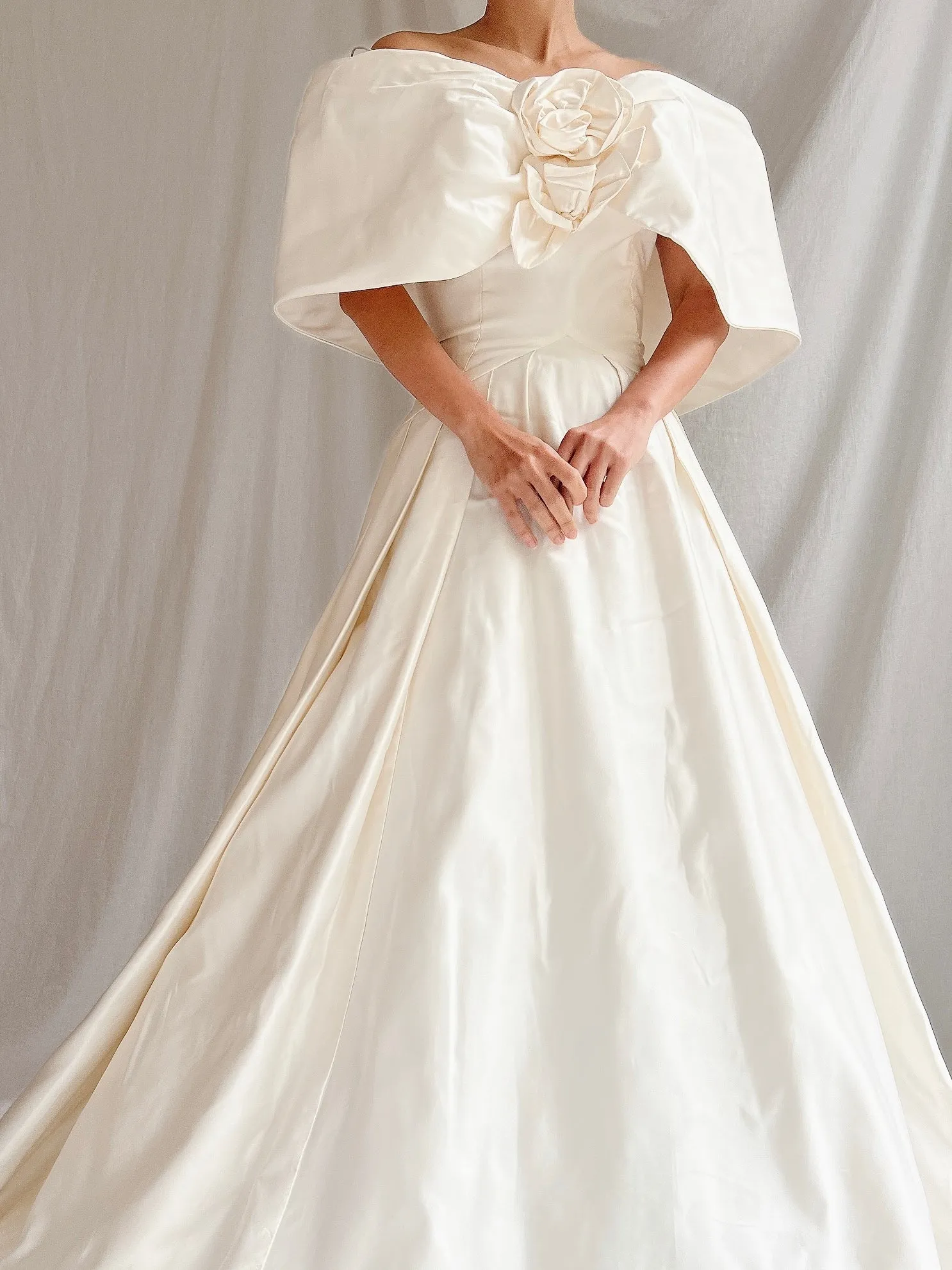 RESERVED Vintage Silk Scaasi Off-the-Shoulder Gown - M/8