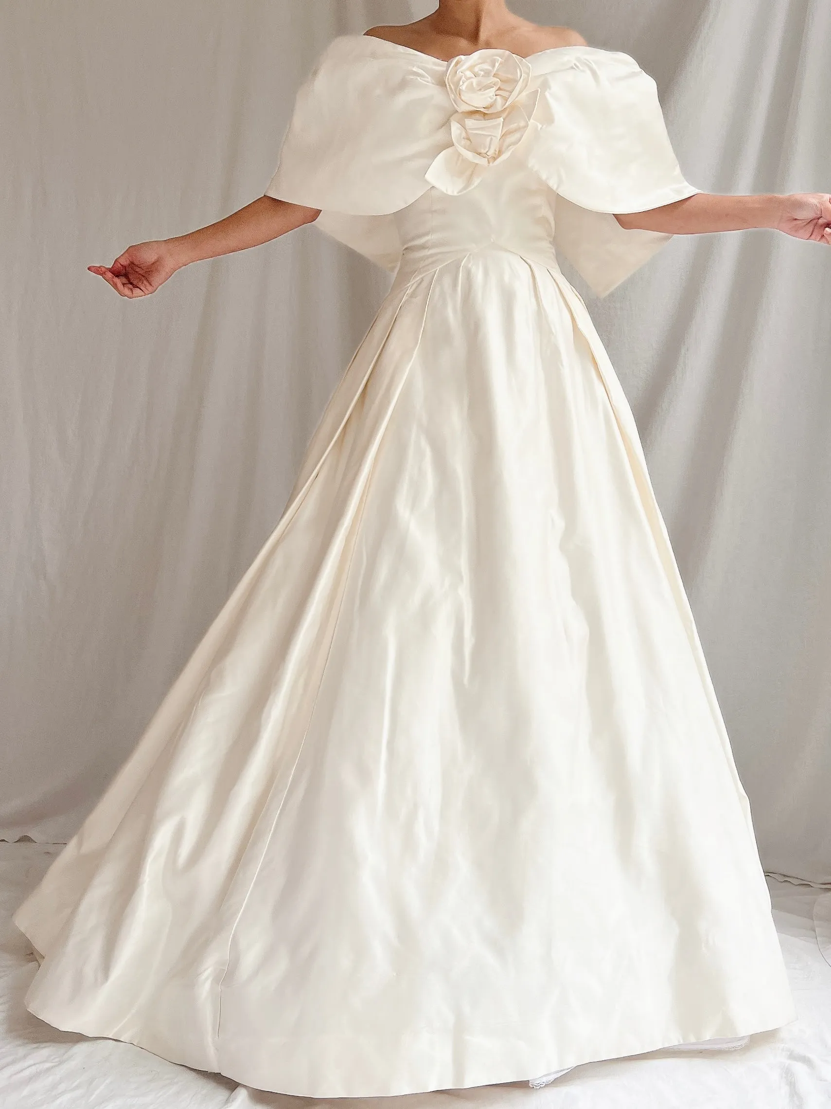 RESERVED Vintage Silk Scaasi Off-the-Shoulder Gown - M/8