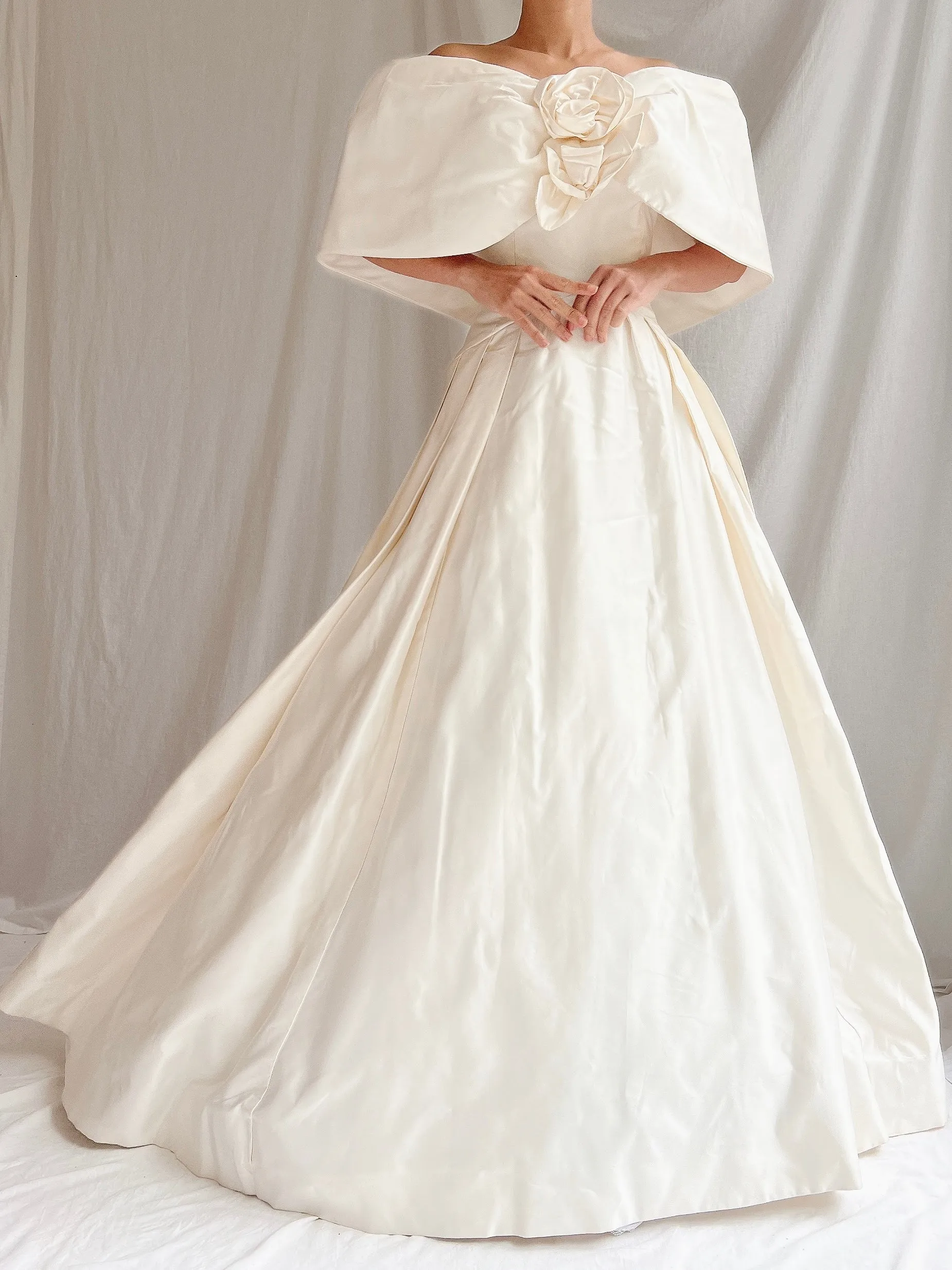 RESERVED Vintage Silk Scaasi Off-the-Shoulder Gown - M/8