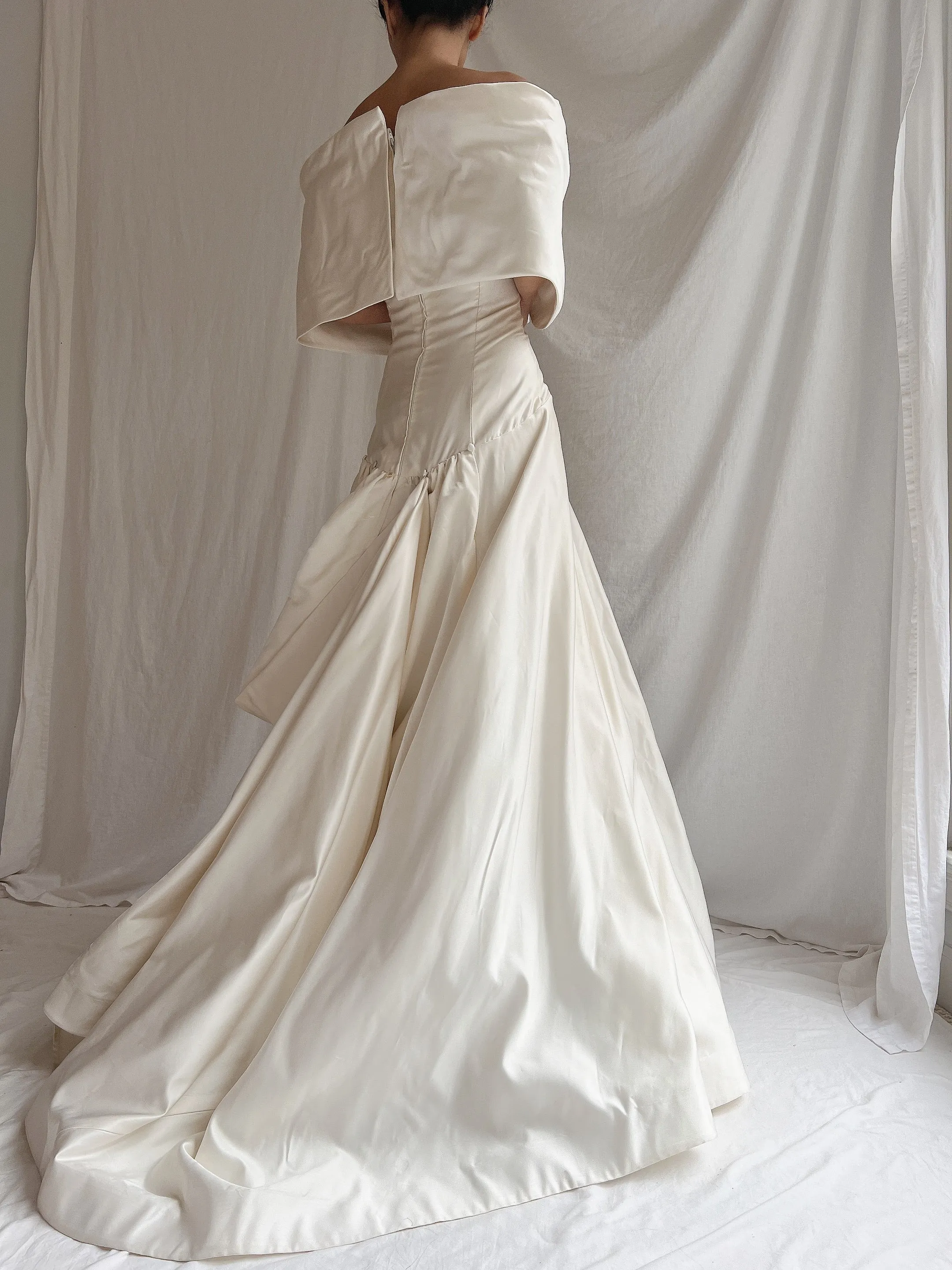 RESERVED Vintage Silk Scaasi Off-the-Shoulder Gown - M/8