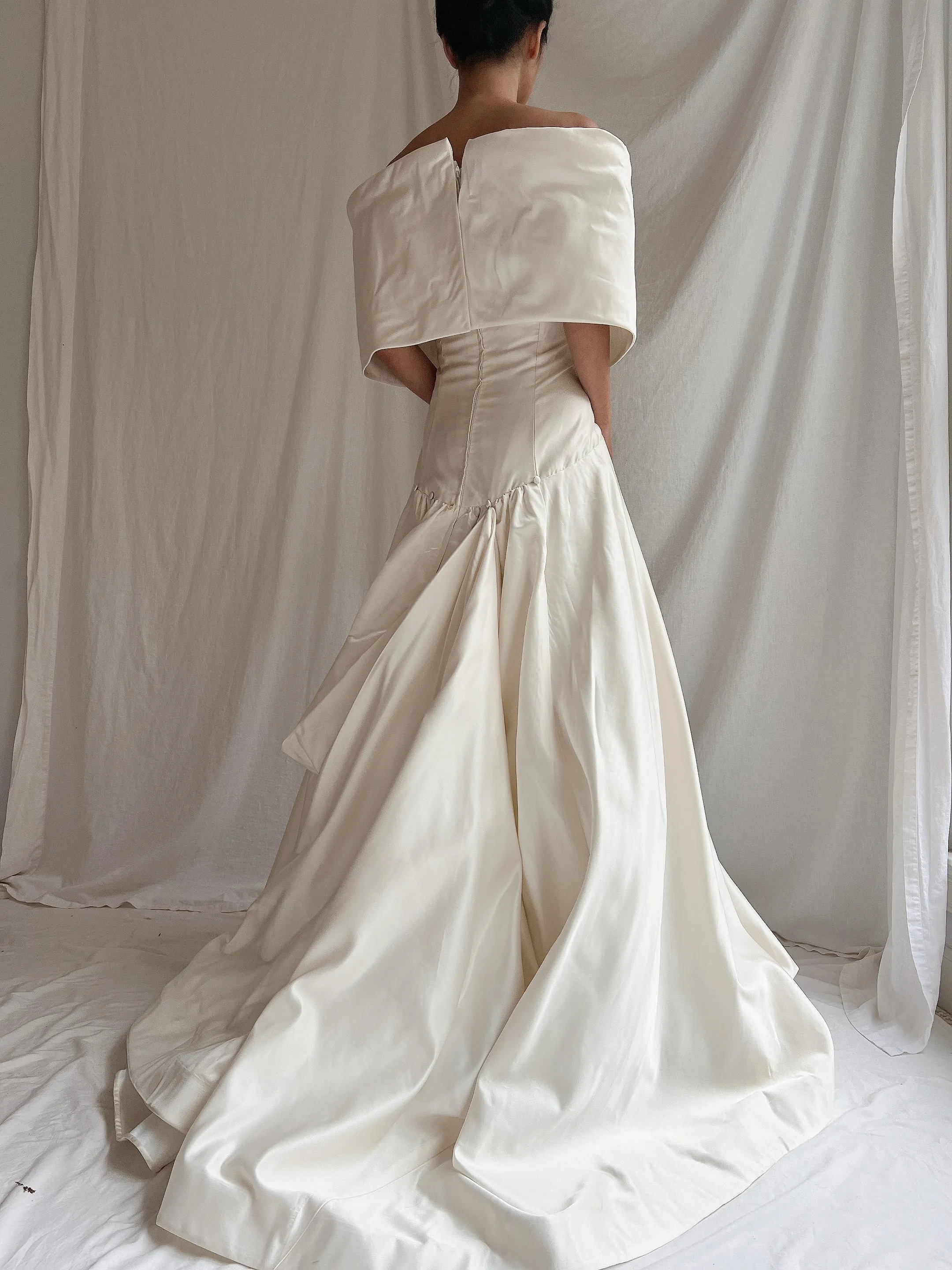 RESERVED Vintage Silk Scaasi Off-the-Shoulder Gown - M/8