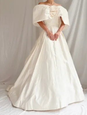RESERVED Vintage Silk Scaasi Off-the-Shoulder Gown - M/8
