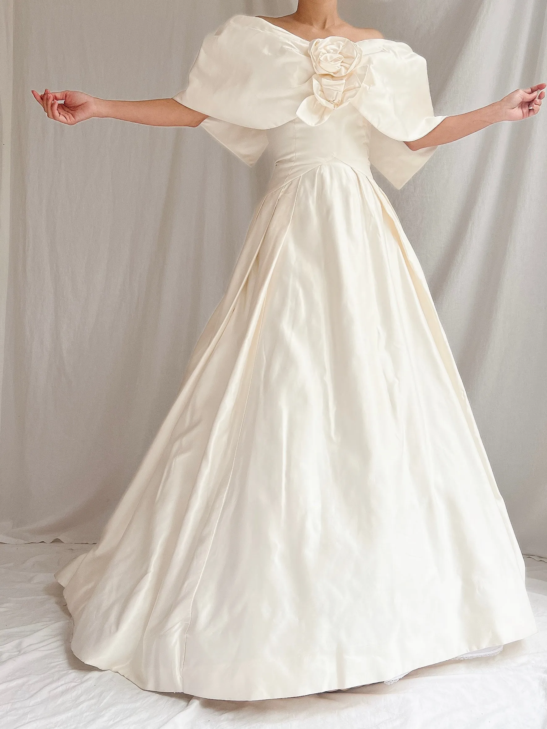 RESERVED Vintage Silk Scaasi Off-the-Shoulder Gown - M/8