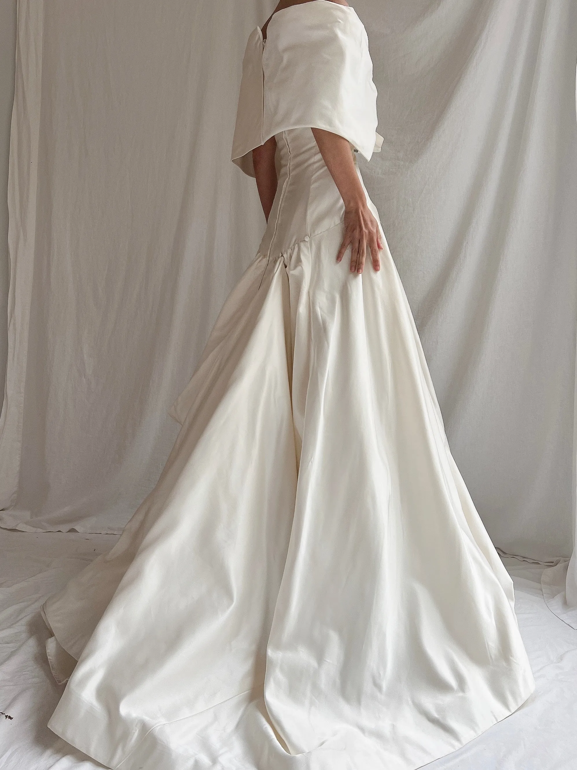RESERVED Vintage Silk Scaasi Off-the-Shoulder Gown - M/8
