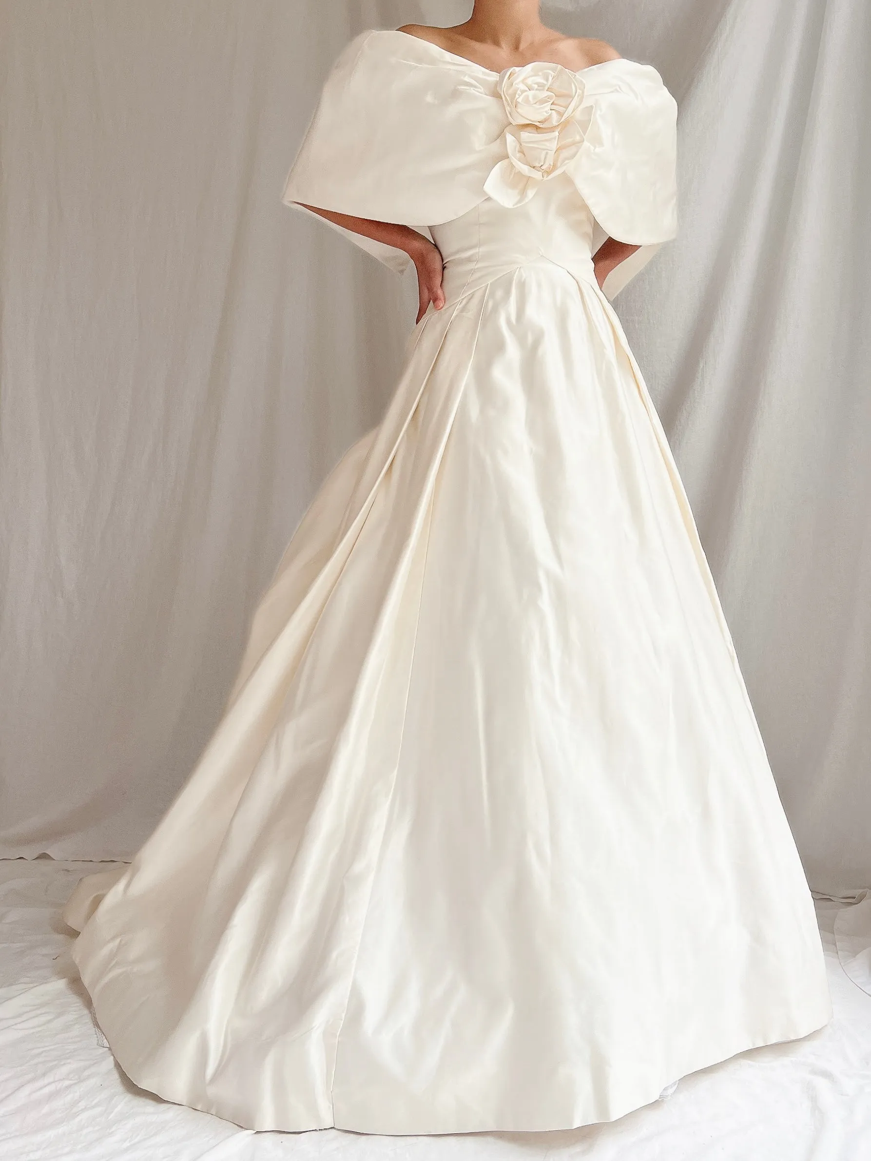 RESERVED Vintage Silk Scaasi Off-the-Shoulder Gown - M/8