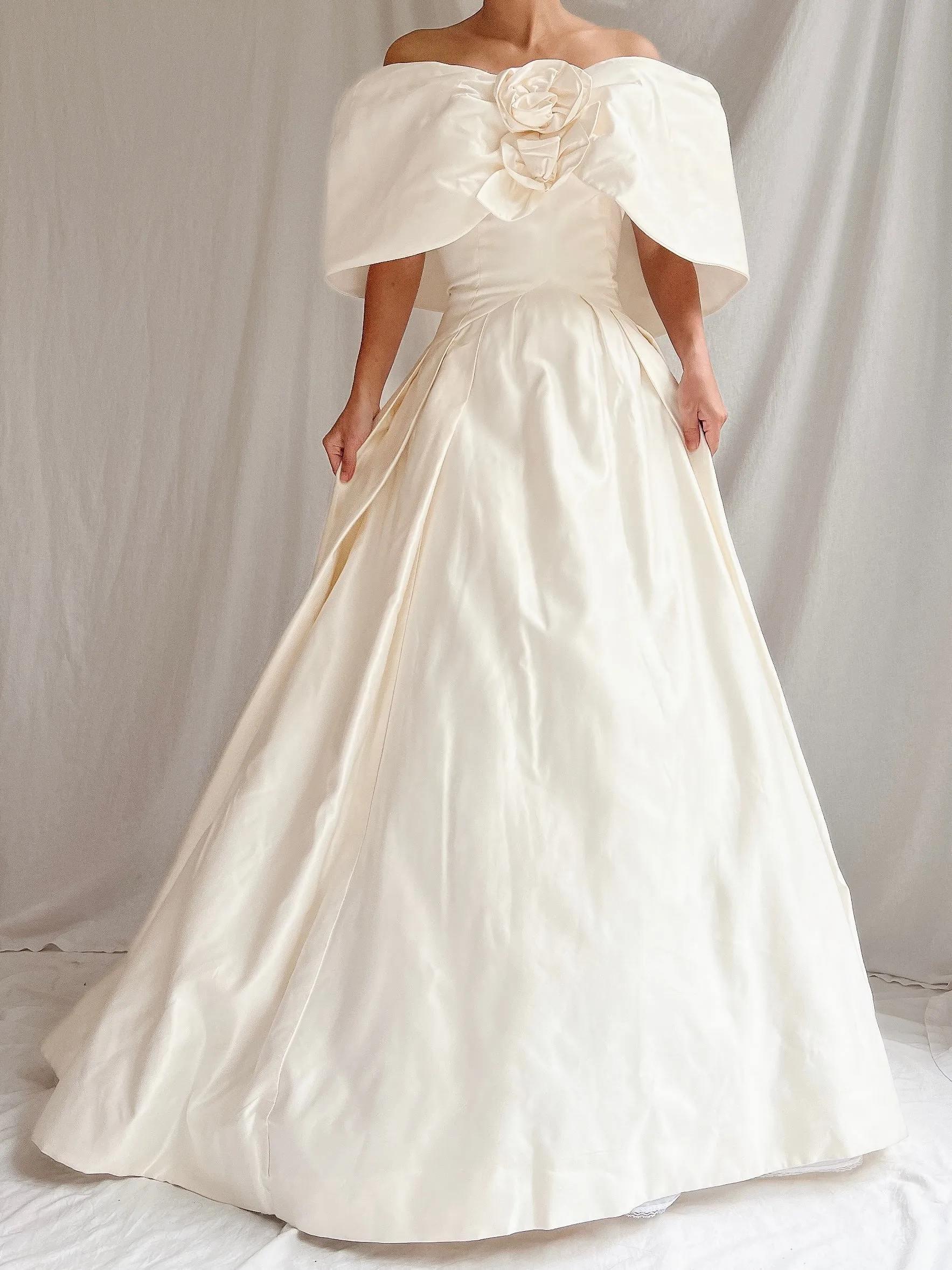 RESERVED Vintage Silk Scaasi Off-the-Shoulder Gown - M/8