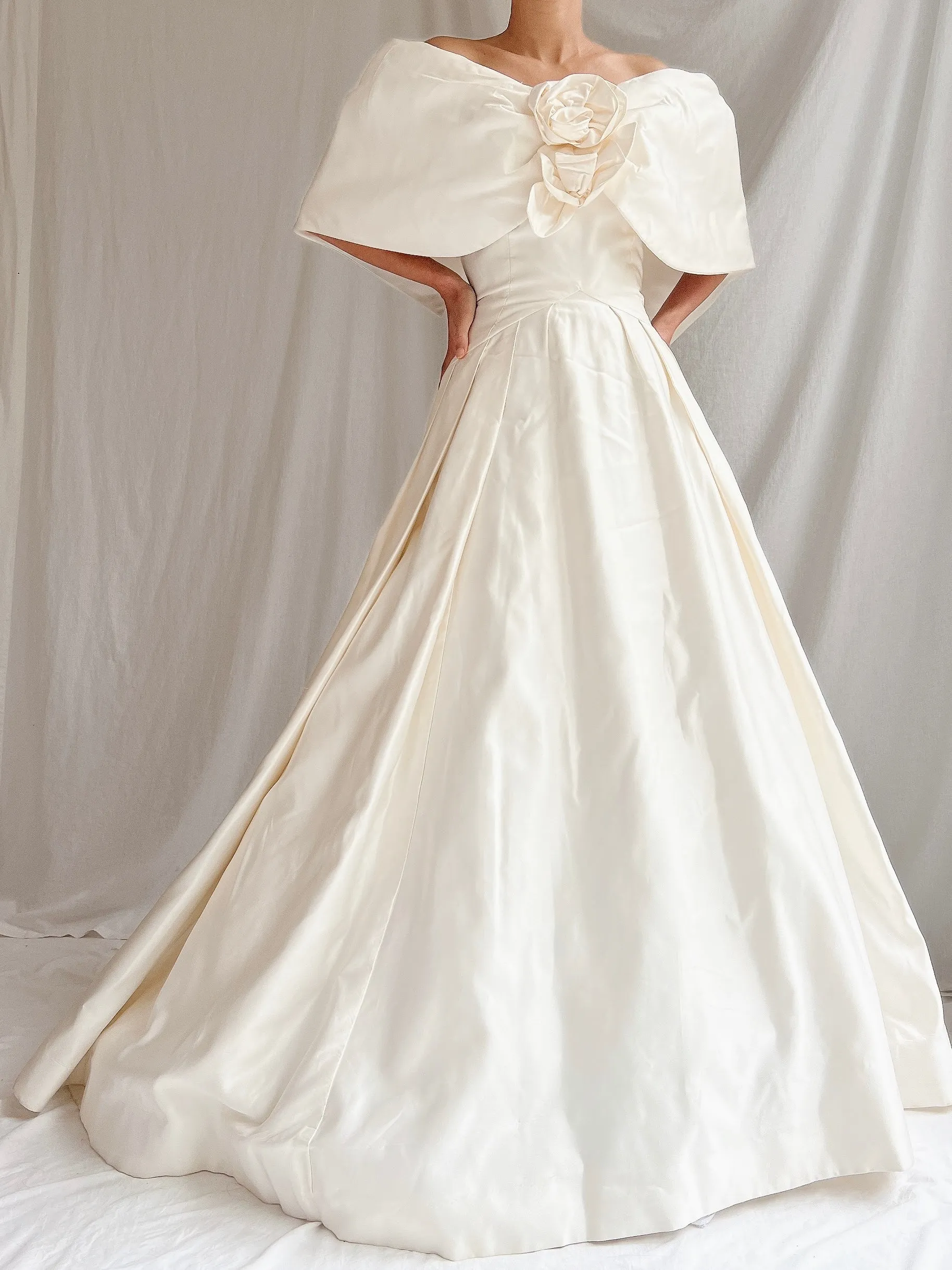 RESERVED Vintage Silk Scaasi Off-the-Shoulder Gown - M/8